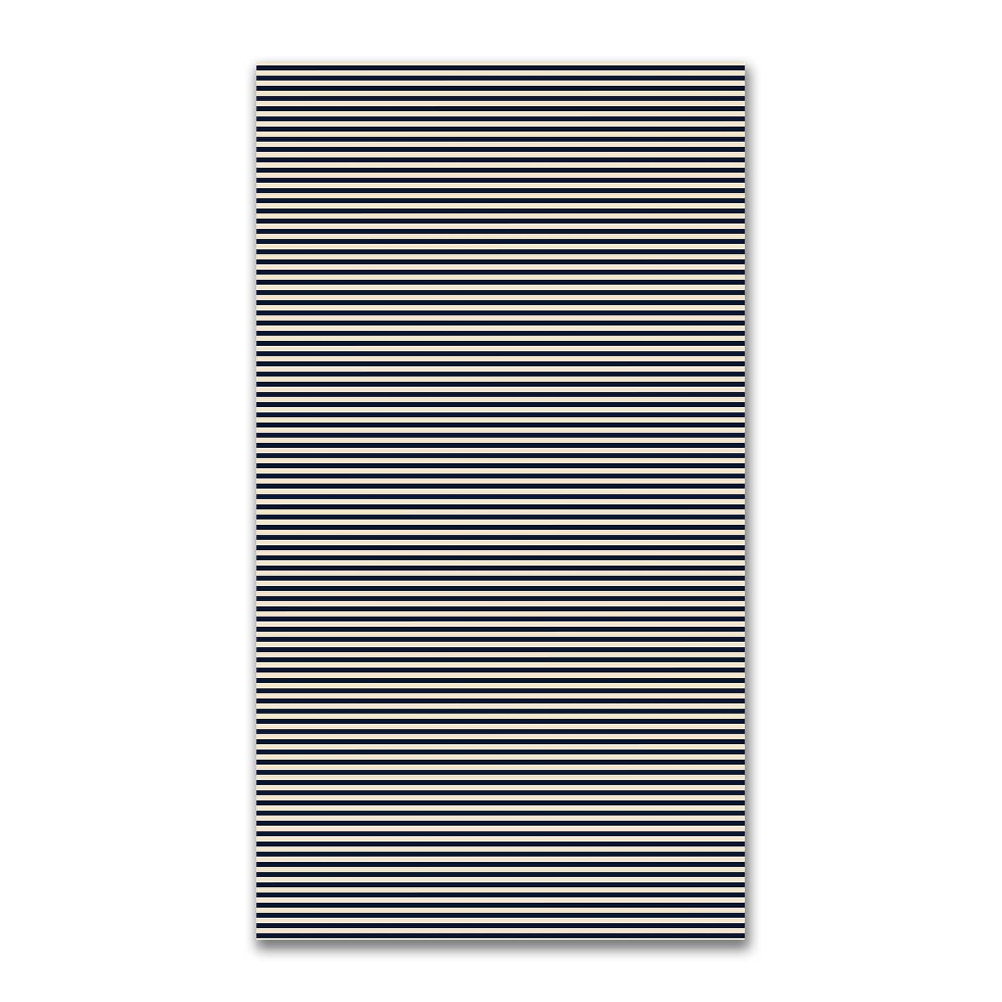 Spun Polyester Fabric with Thin Navy Blue Bars on Beige #FASP-1275-241