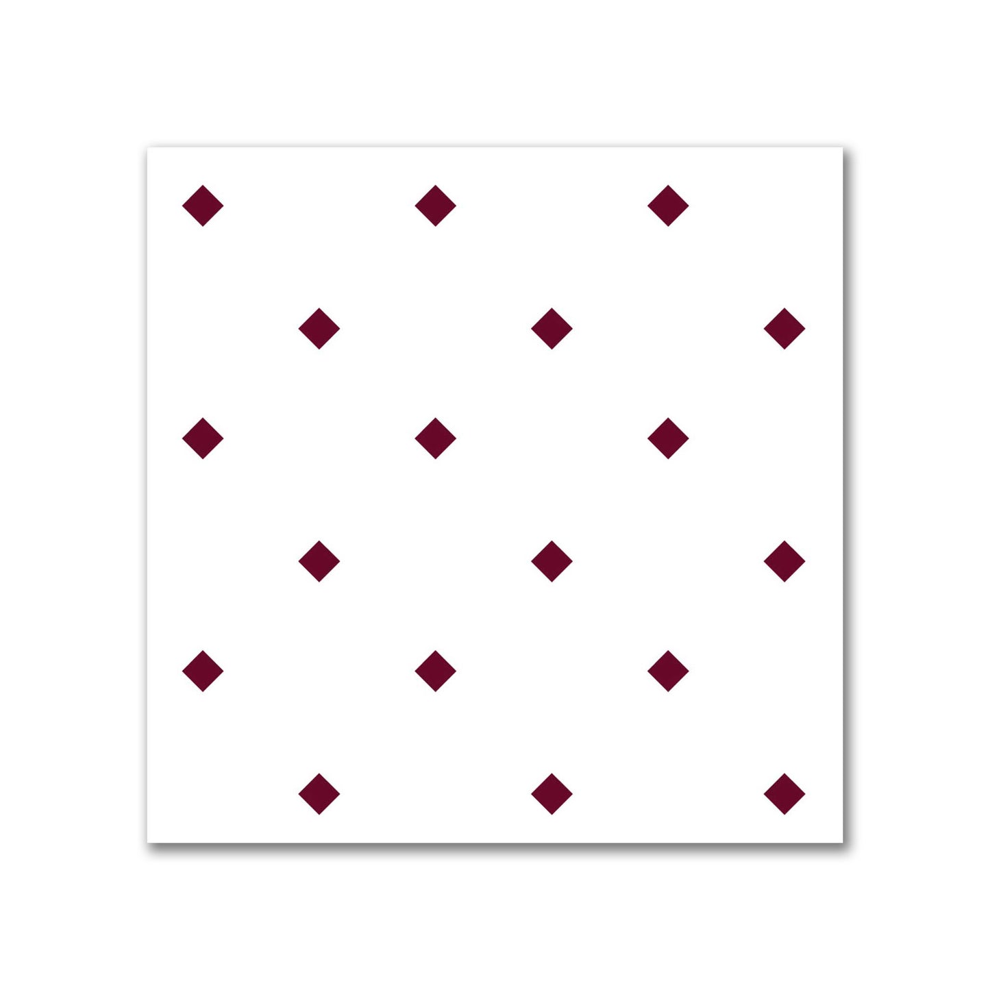 White Spun Polyester Fabric with Burgundy Red Diamonds #FASP-1281-101