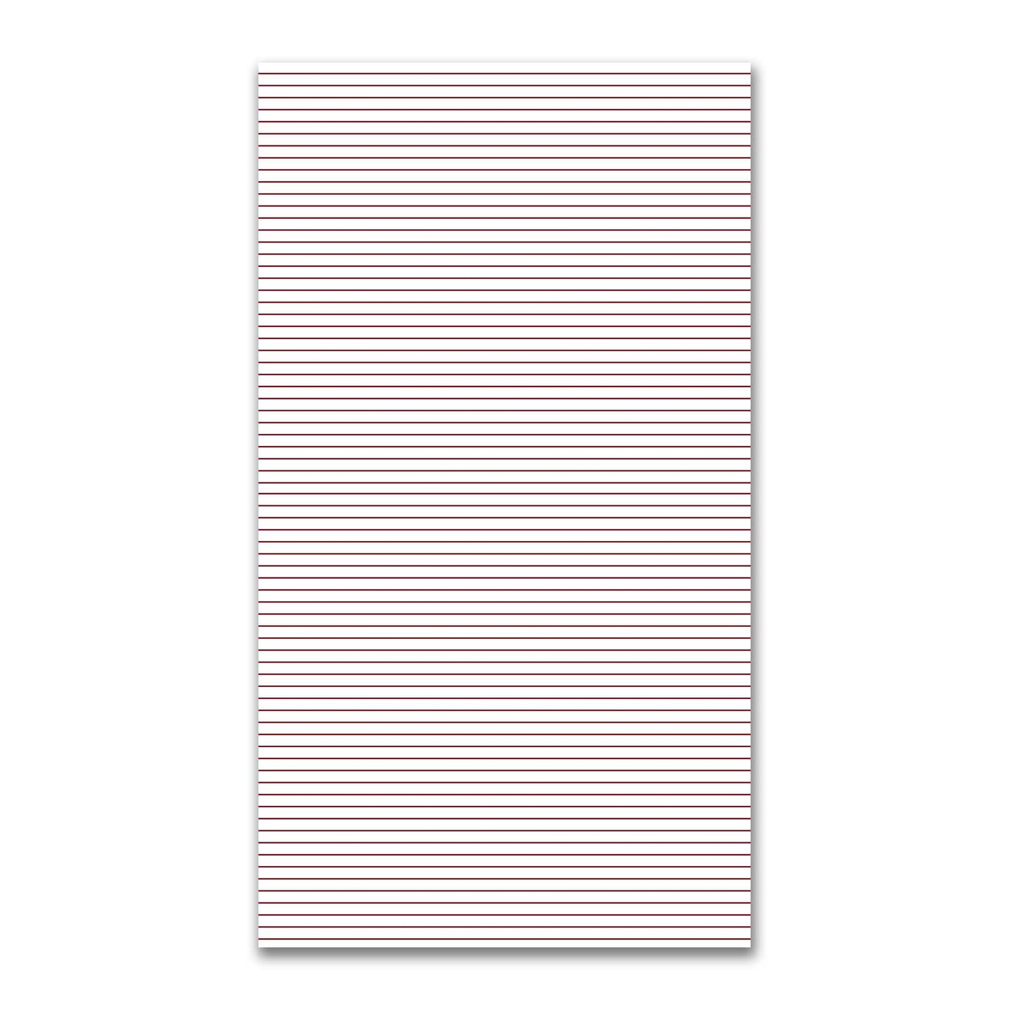 White Spun Polyester Fabric with Fine Burgundy Red Stripes #FASP-1281-151
