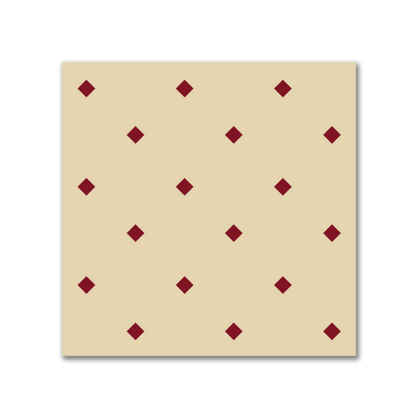 Spun Polyester Fabric with Burgundy Red Diamonds on Tan #FASP-1284-101