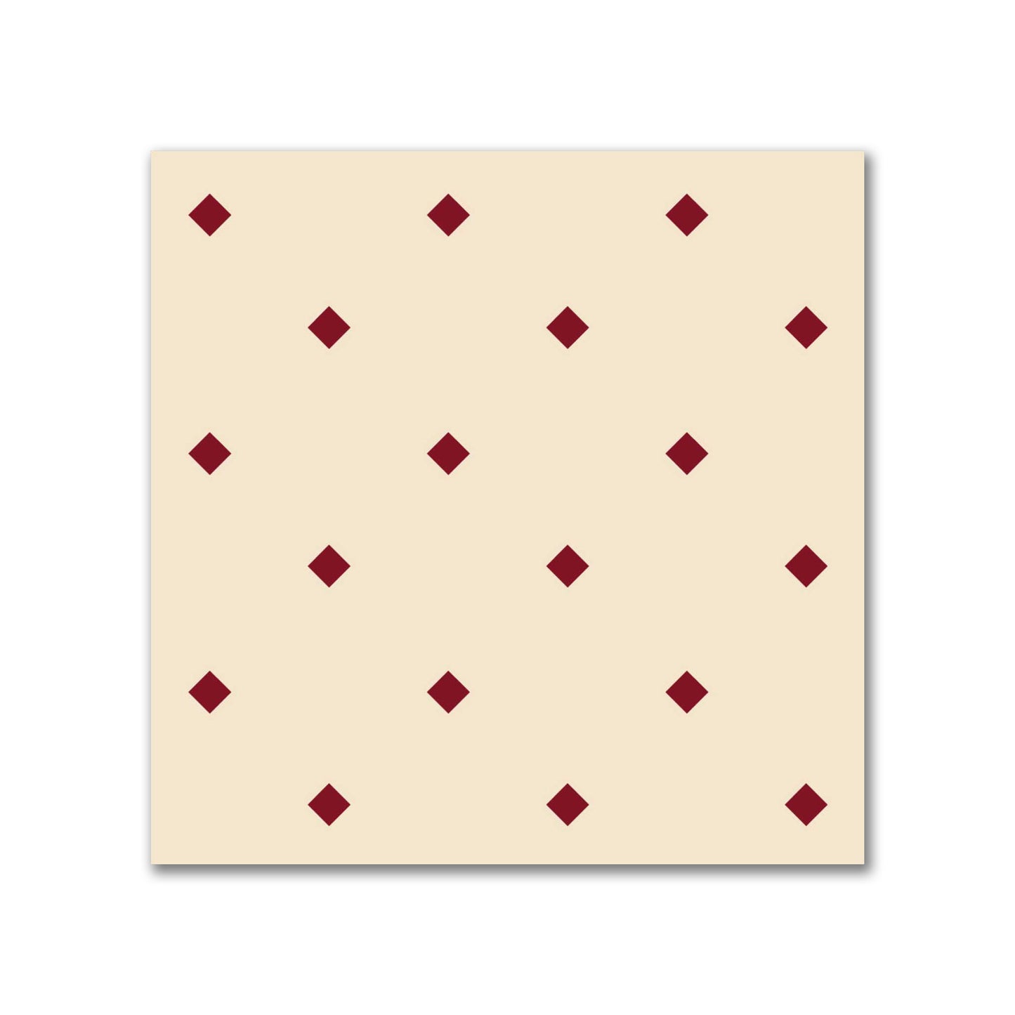 Spun Polyester Fabric with Burgundy Red Diamonds on Beige #FASP-1285-101