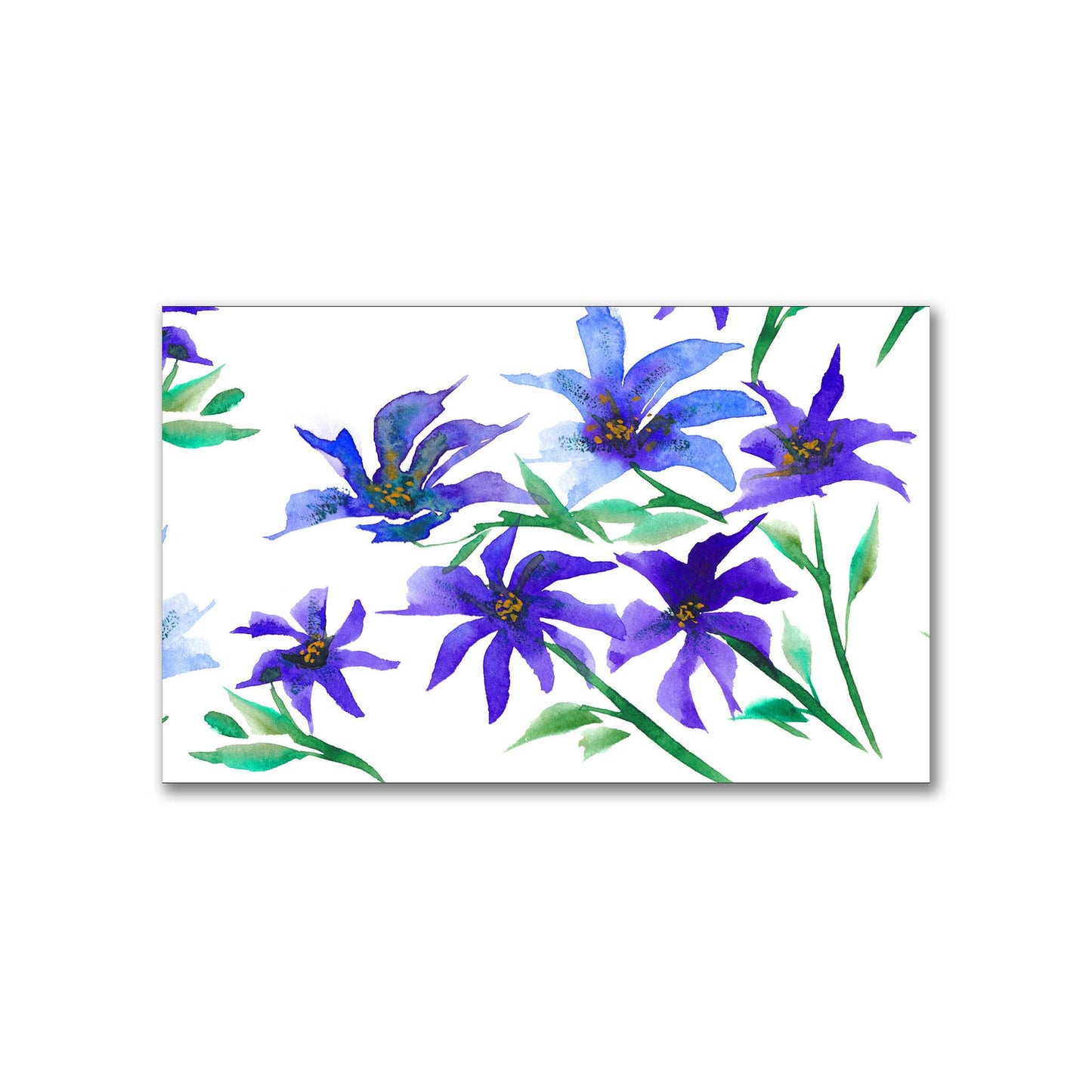 Indigo Bloom — Printed Spun Polyester Fabric with Large Hand-painted Purple Watercolor Floral Print #FASP-1304