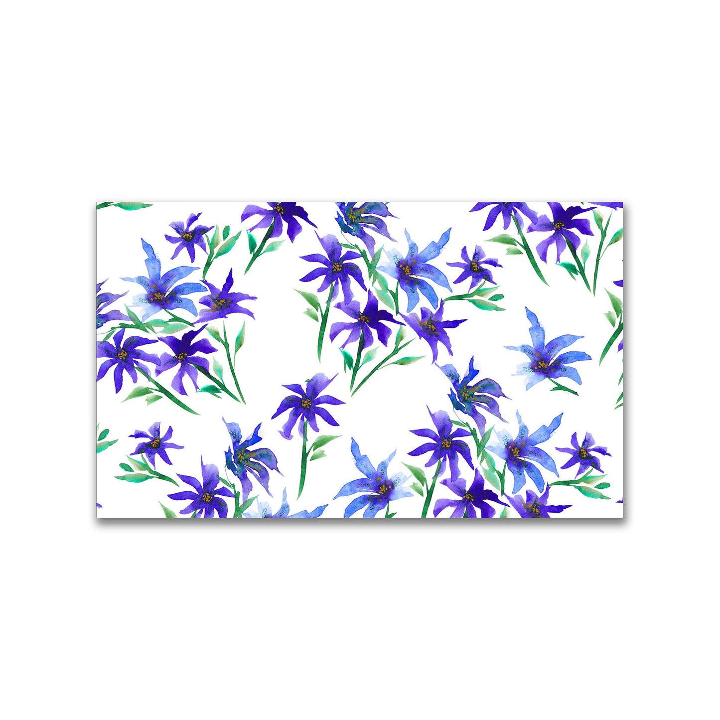 Indigo Bloom — Printed Spun Polyester Fabric with Large Hand-painted Purple Watercolor Floral Print #FASP-1304