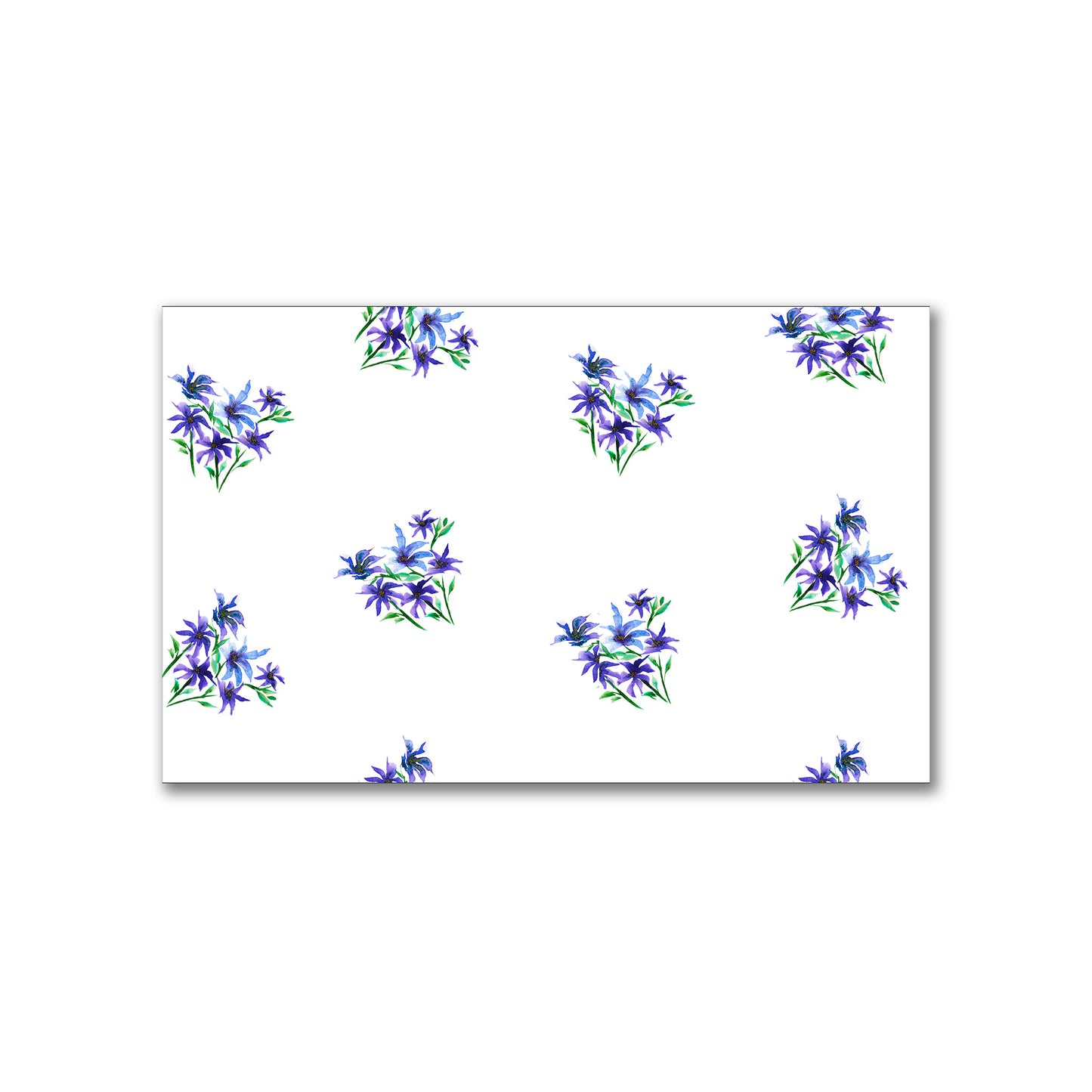 Indigo Bloom — Printed Spun Polyester Fabric with Medium Purple Watercolor Floral Pattern #FASP-1305