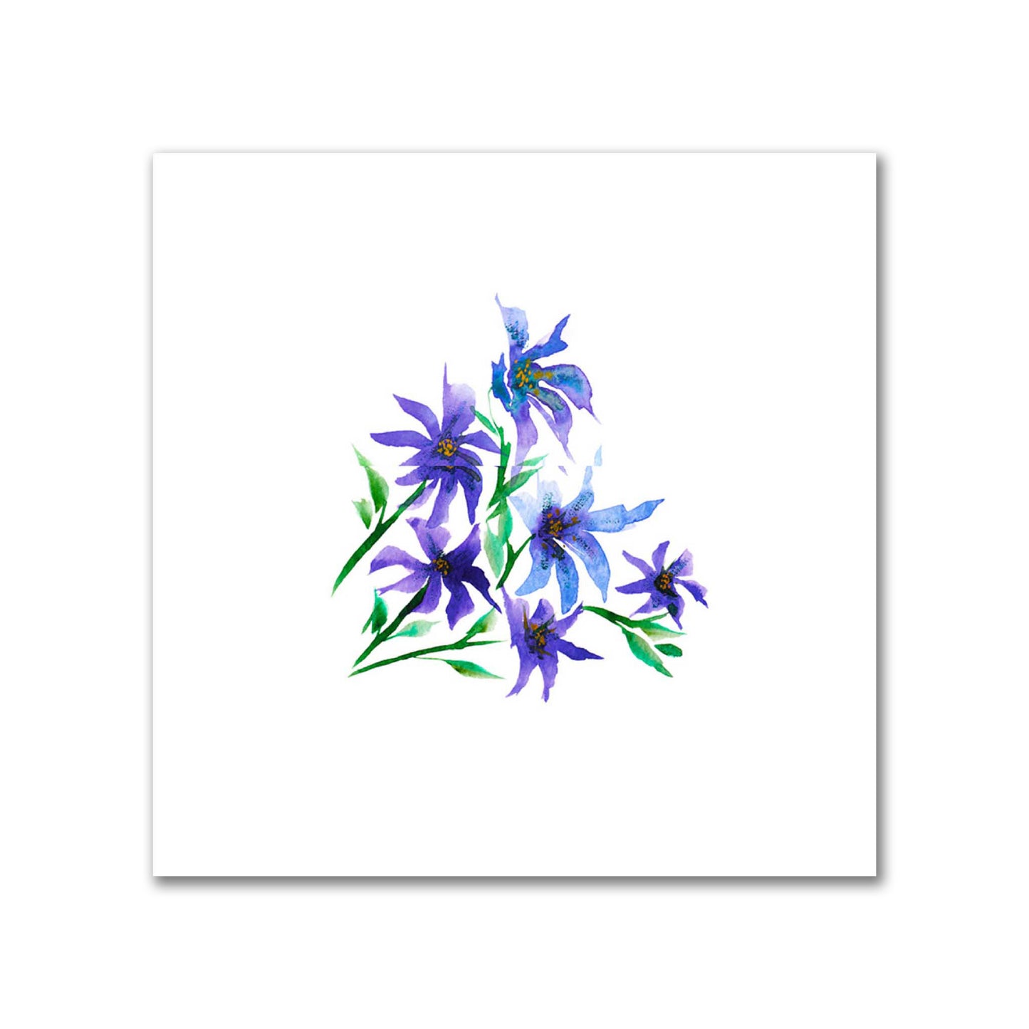 Indigo Bloom — Printed Spun Polyester Fabric with Medium Purple Watercolor Floral Pattern #FASP-1305