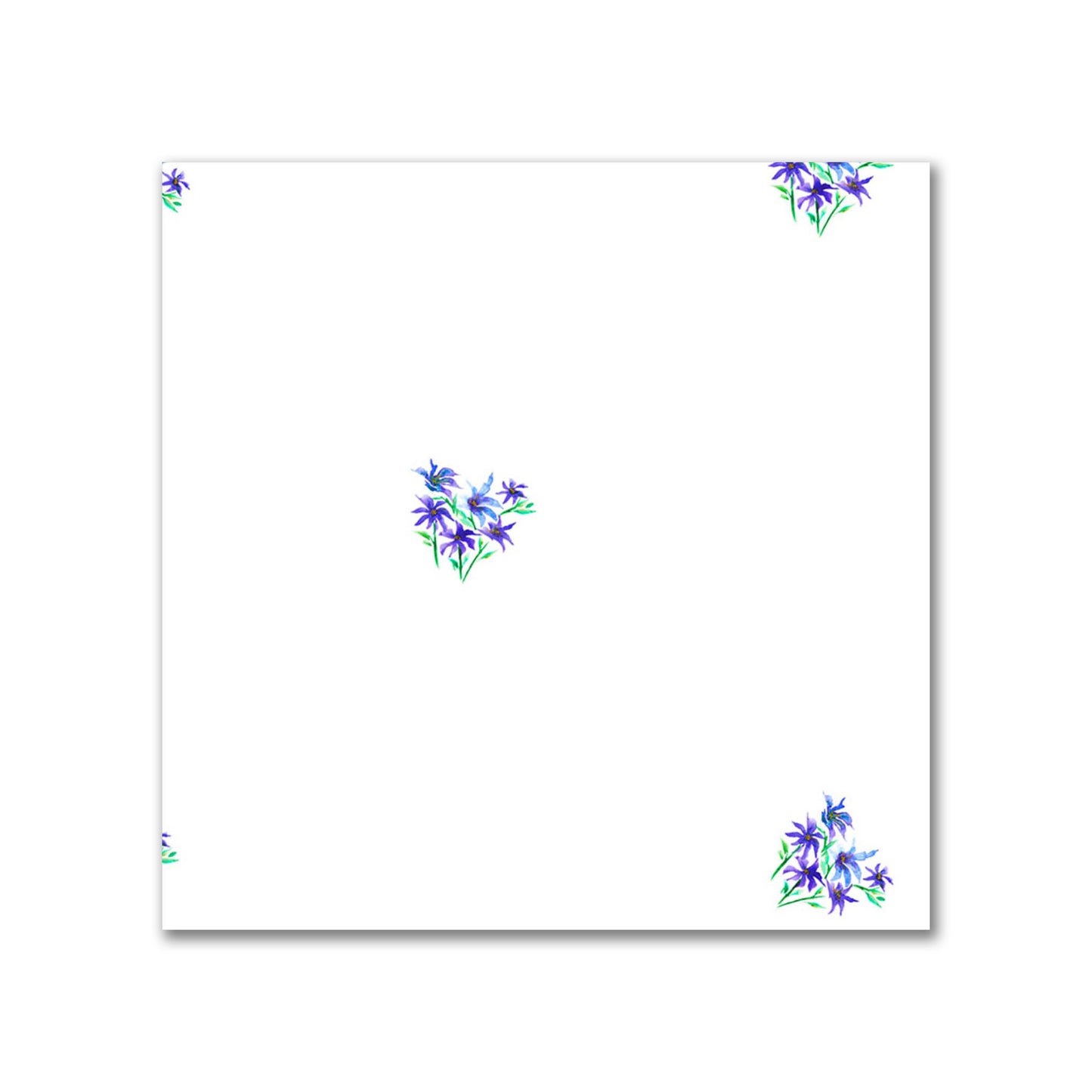 Indigo Bloom — Printed Spun Polyester Fabric with Small Purple Watercolor Floral Pattern #FASP-1306