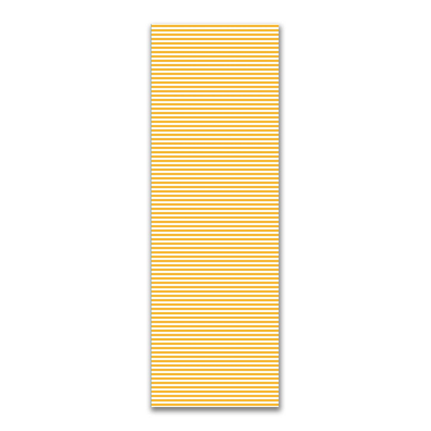 White Spun Polyester Fabric with Yellow-Orange Bars #FASP-1310-051