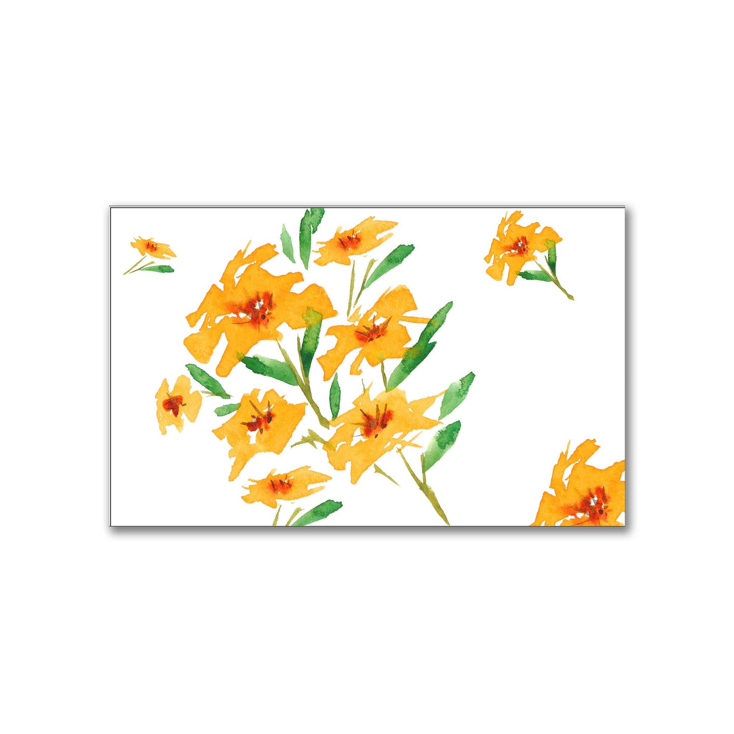 Saffron Garden — Printed Spun Polyester Fabric with Large Hand-painted Yellow-Orange Watercolor Floral Print #FASP-1314