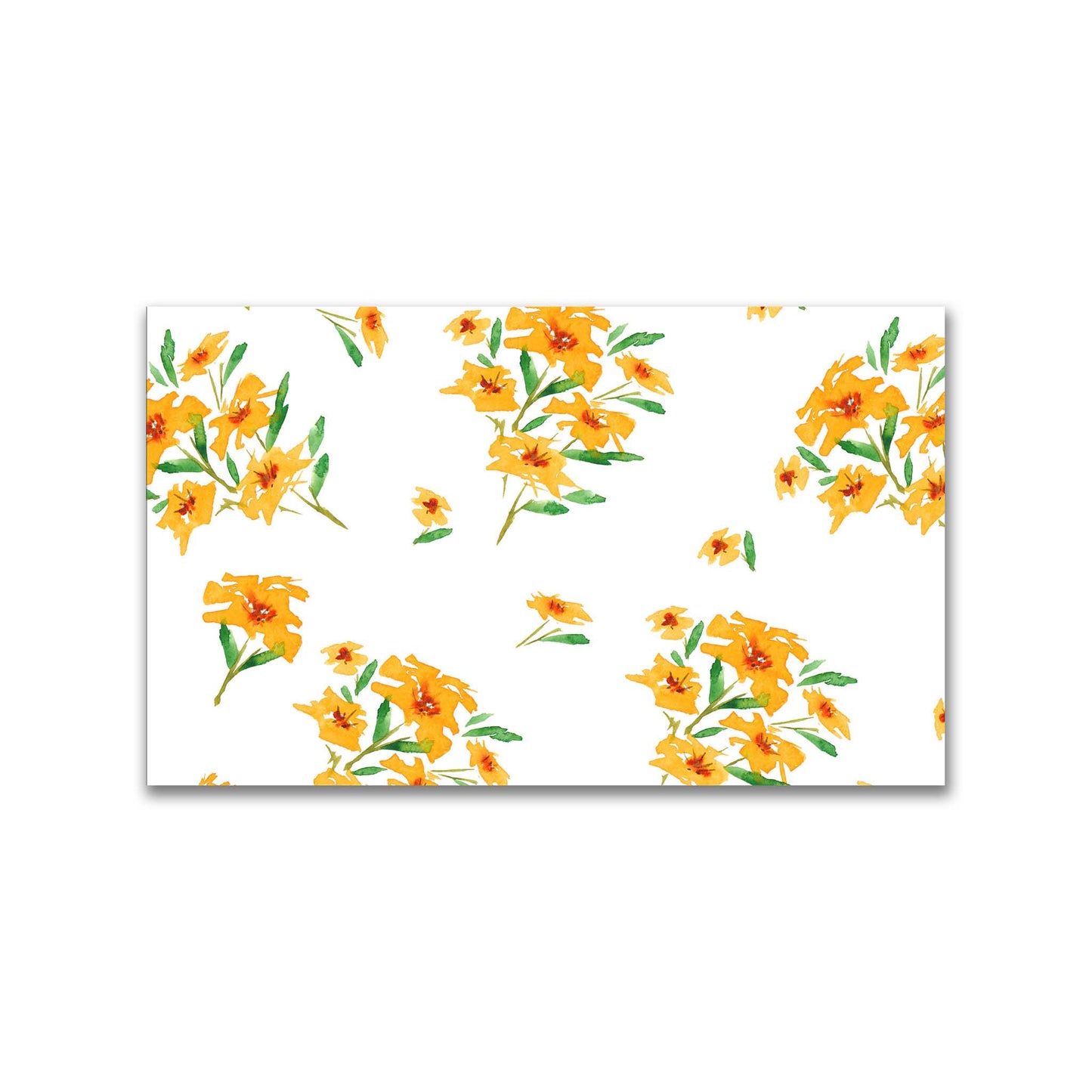 Saffron Garden — Printed Spun Polyester Fabric with Large Hand-painted Yellow-Orange Watercolor Floral Print #FASP-1314