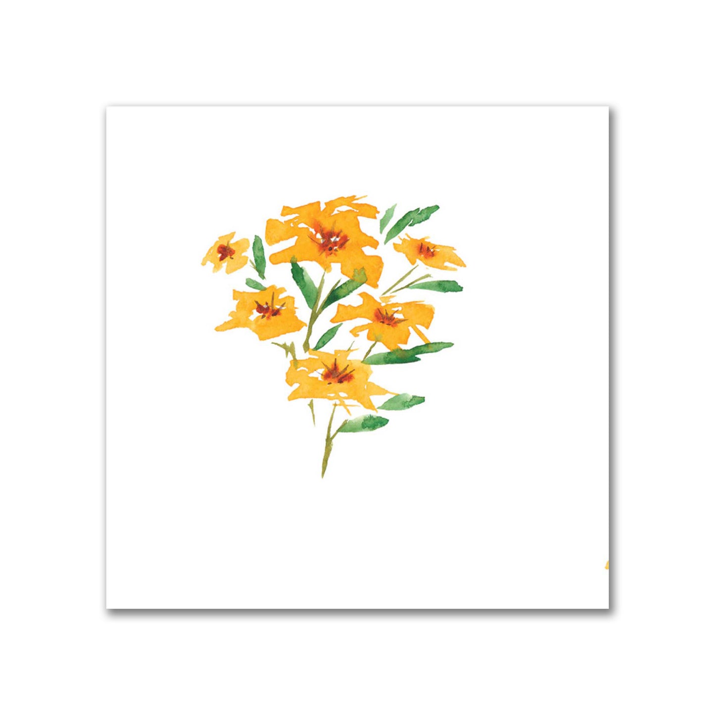 Saffron Garden — Printed Spun Polyester Fabric with Medium Yellow-Orange Watercolor Floral Pattern #FASP-1315