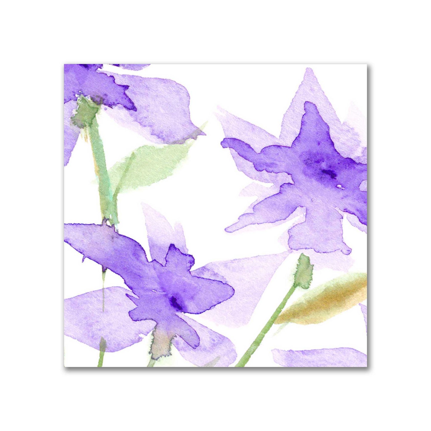 Soft Purple Bloom — Printed Spun Polyester Fabric with Large Hand-painted Purple Watercolor Floral Print #FASP-1324