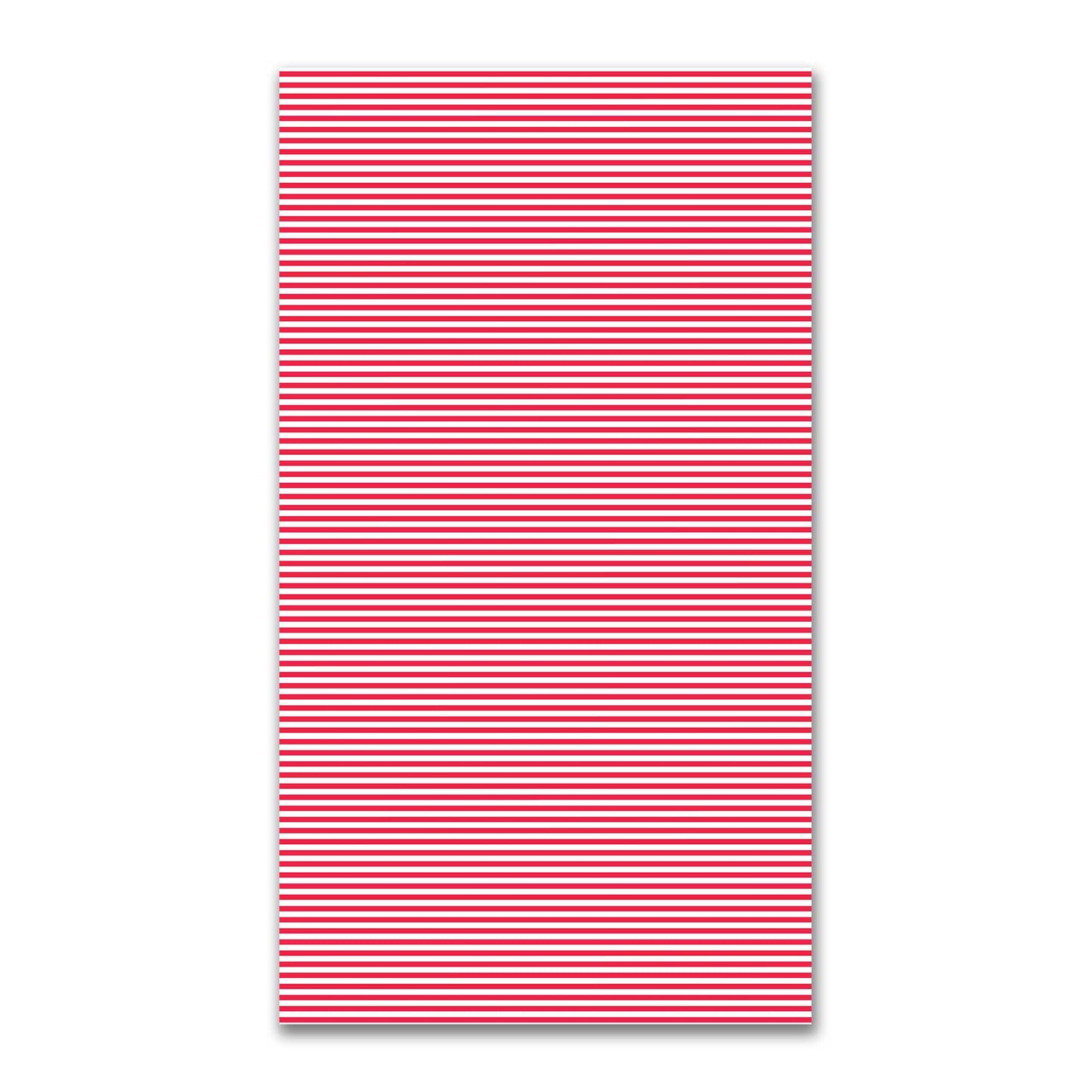 White Spun Polyester Fabric with Thin Red Bars #FASP-1330-241