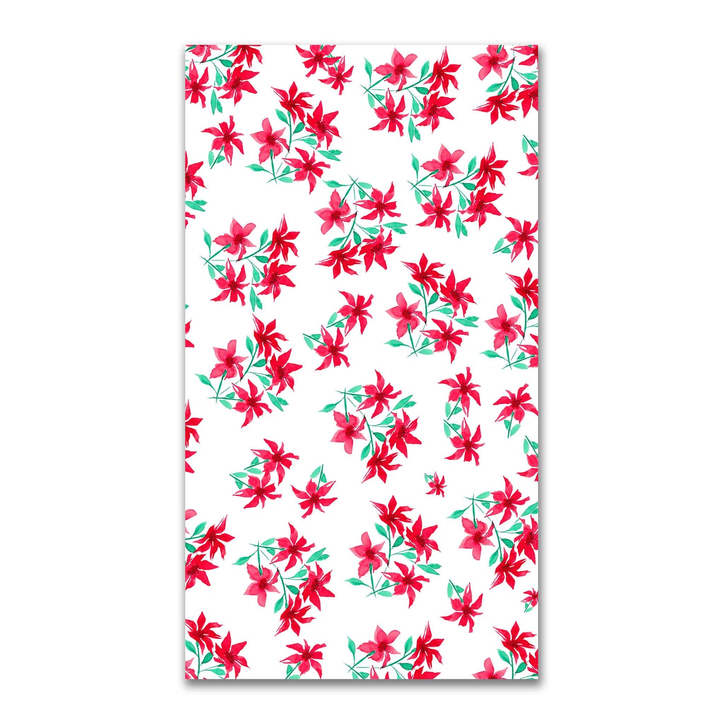 Scarlet Bloom — Printed Spun Polyester Fabric with Large Hand-painted Red Watercolor Floral Print #FASP-1334