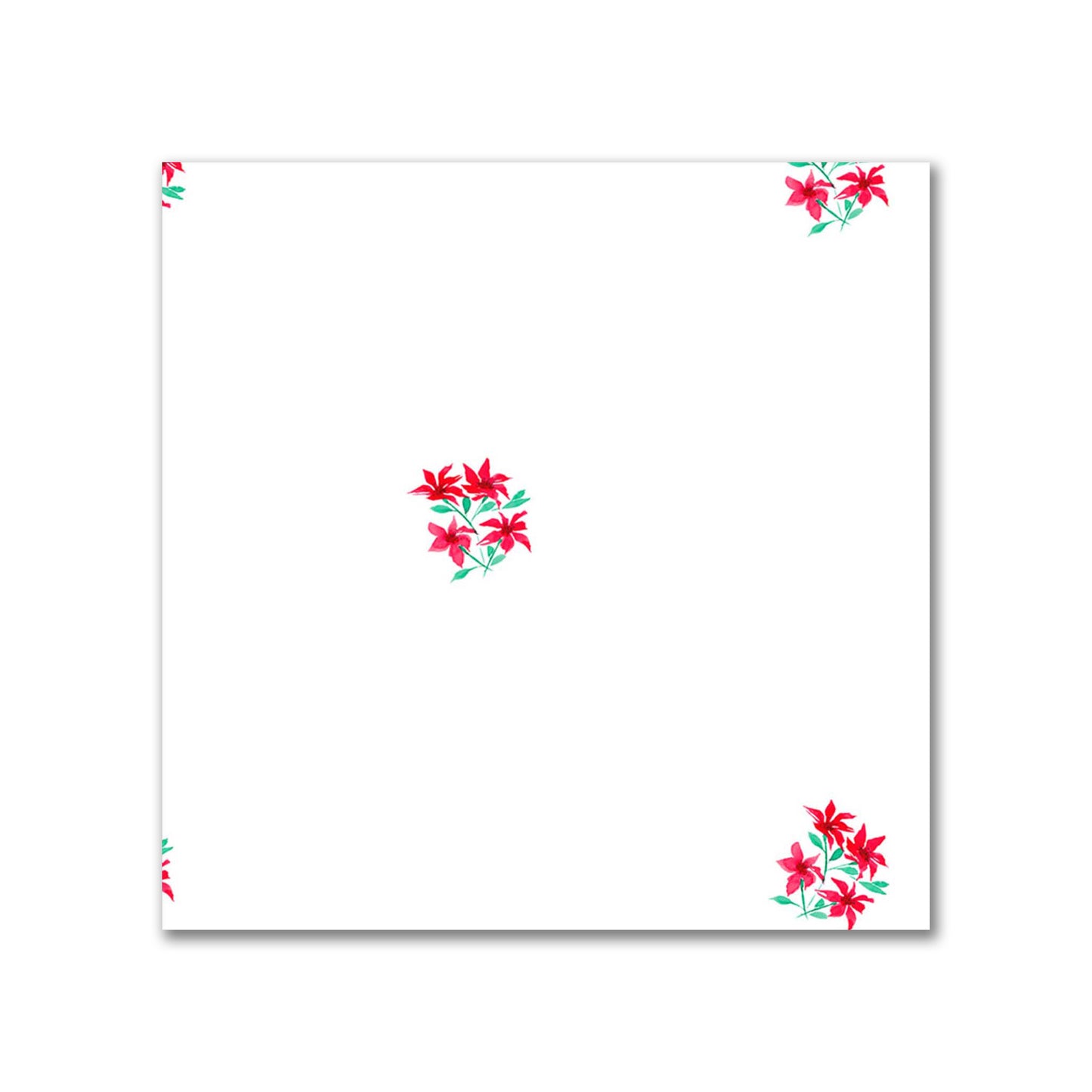Scarlet Bloom — Printed Spun Polyester Fabric with Small Red Watercolor Floral Pattern #FASP-1336