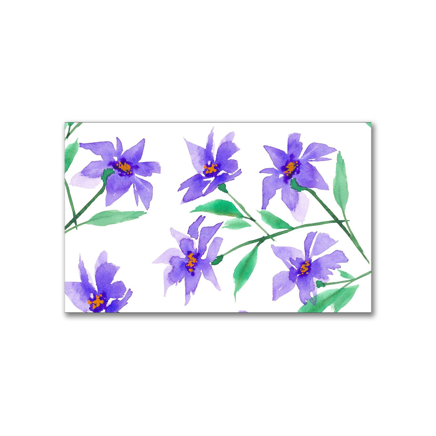 Purple Bloom — Printed Spun Polyester Fabric with Large Hand-painted Purple Watercolor Floral Print #FASP-1354