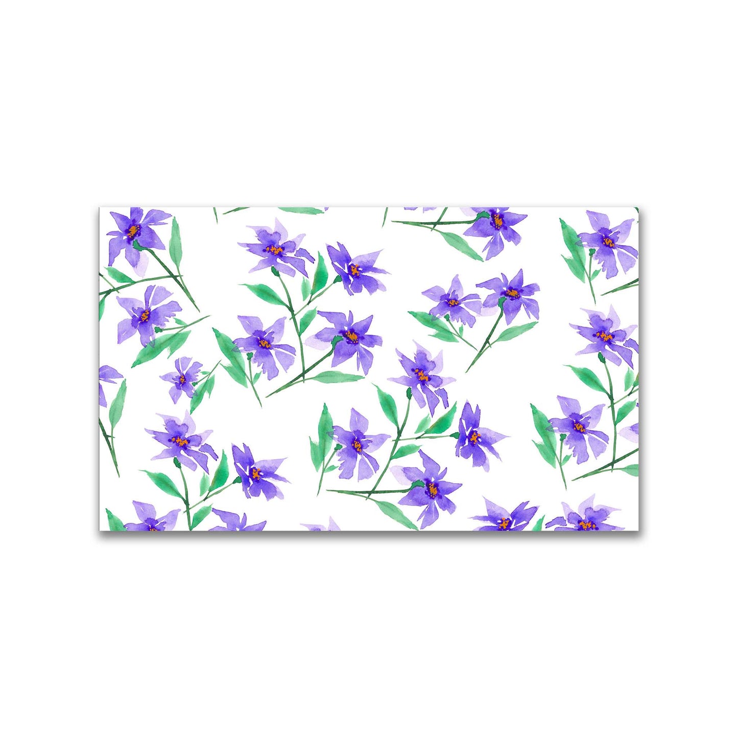 Purple Bloom — Printed Spun Polyester Fabric with Large Hand-painted Purple Watercolor Floral Print #FASP-1354