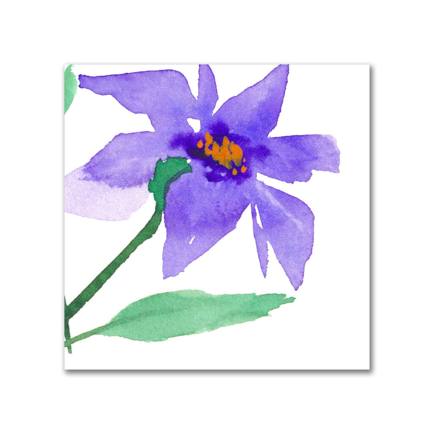 Purple Bloom — Printed Spun Polyester Fabric with Large Hand-painted Purple Watercolor Floral Print #FASP-1354