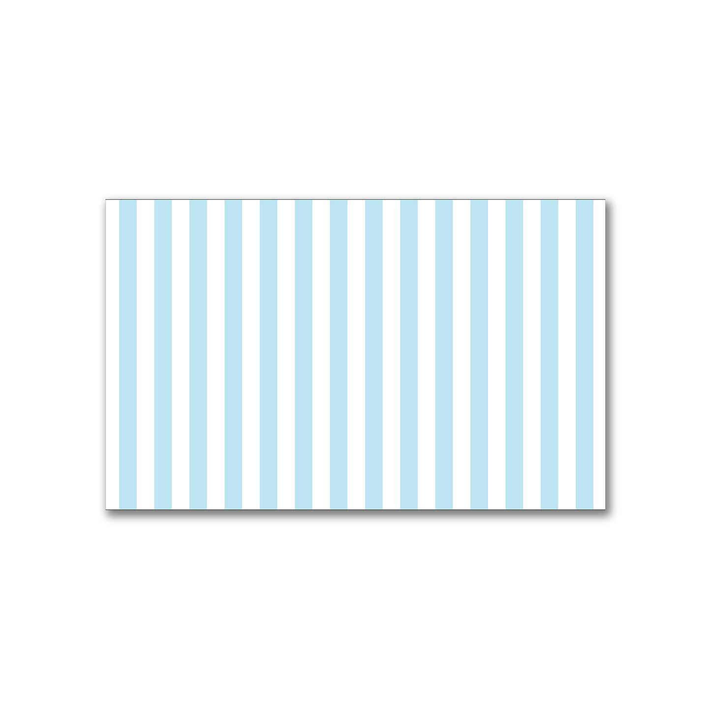 White Spun Polyester Fabric with Blue Bars #FASP-1370-051
