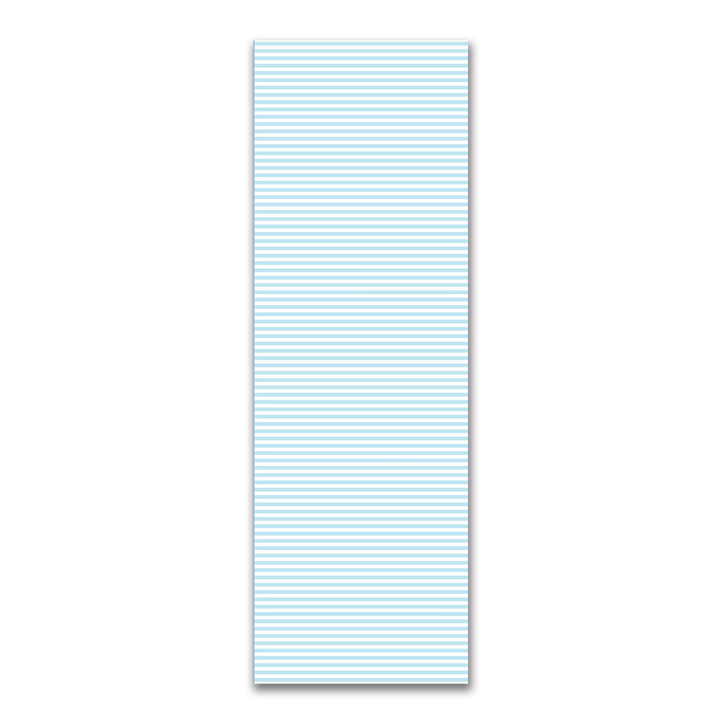 White Spun Polyester Fabric with Blue Bars #FASP-1370-051