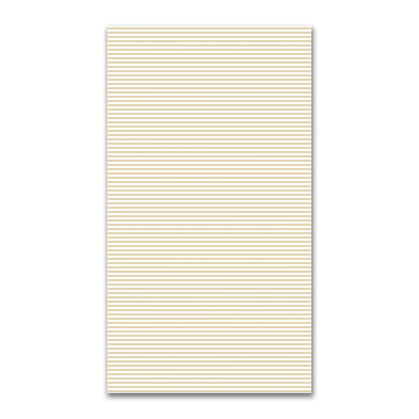 White Spun Polyester Fabric with Thin Tan Bars #FASP-1371-241