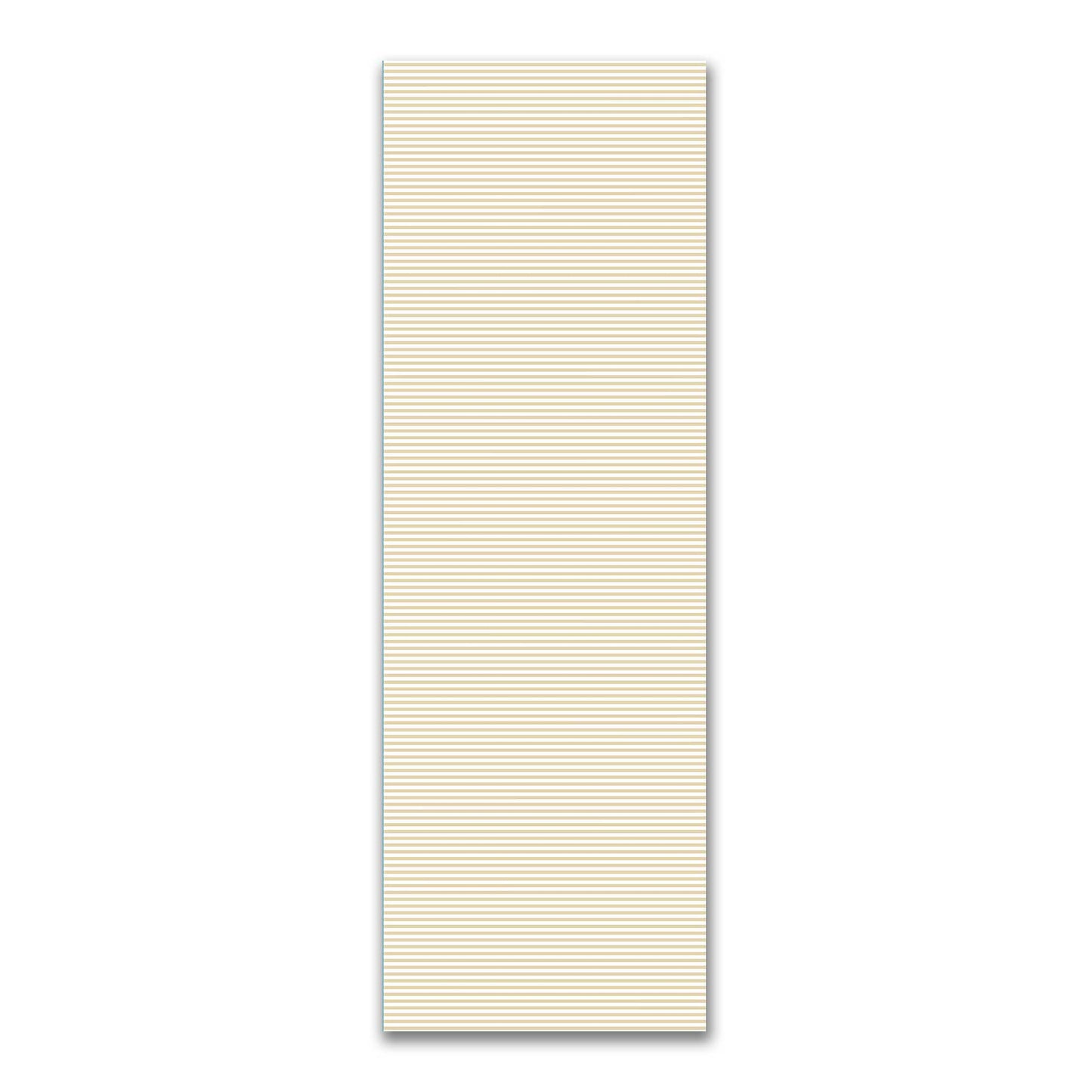White Spun Polyester Fabric with Thin Tan Bars #FASP-1371-241