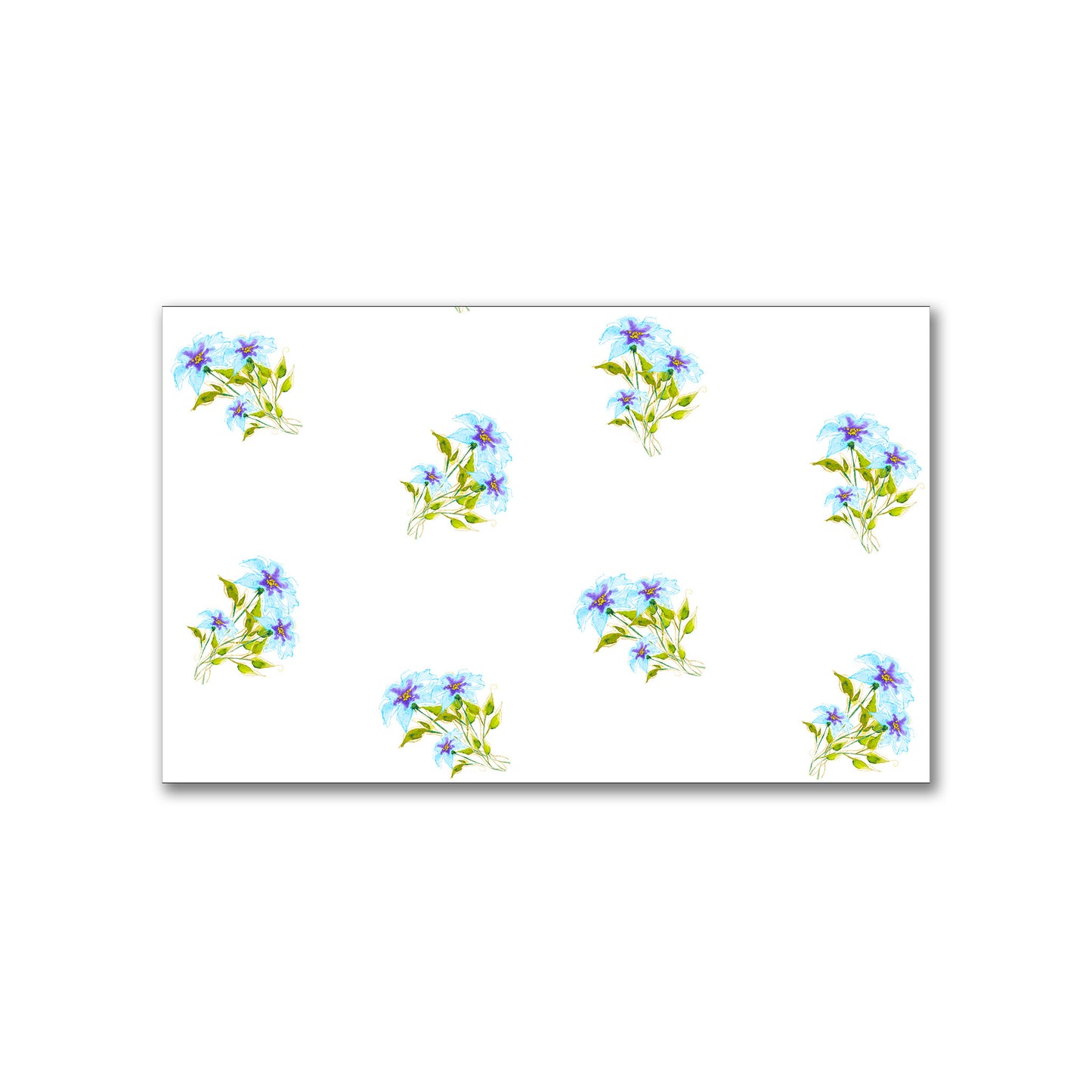 Aqua Bloom — Printed Spun Polyester Fabric with Medium Blue Watercolor Floral Pattern #FASP-1375