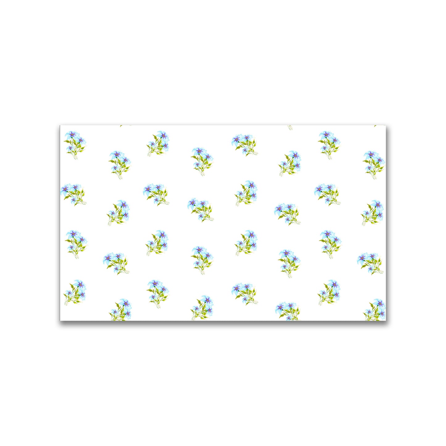 Aqua Bloom — Printed Spun Polyester Fabric with Medium Blue Watercolor Floral Pattern #FASP-1375
