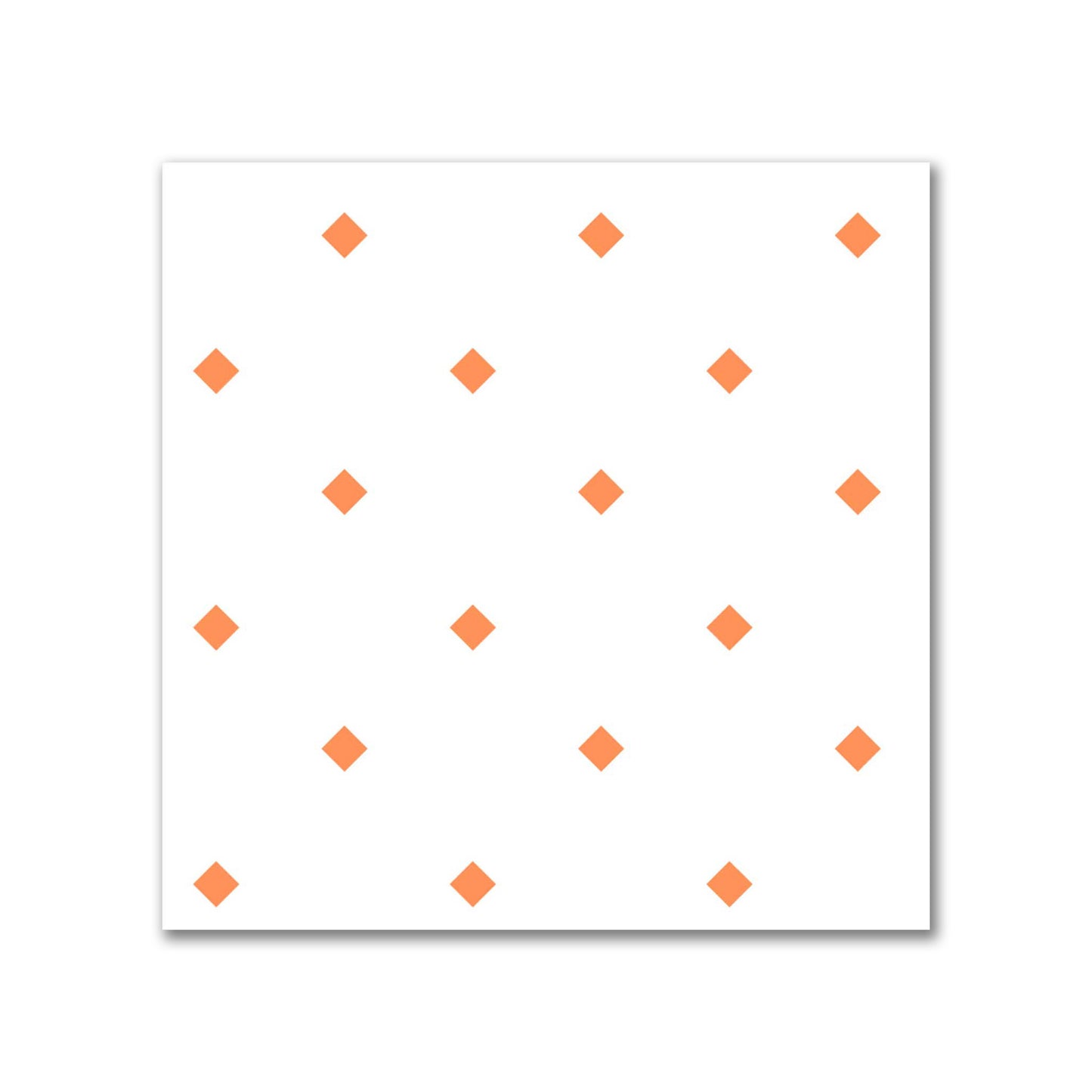 White Spun Polyester Fabric with Orange Diamonds #FASP-1380-101