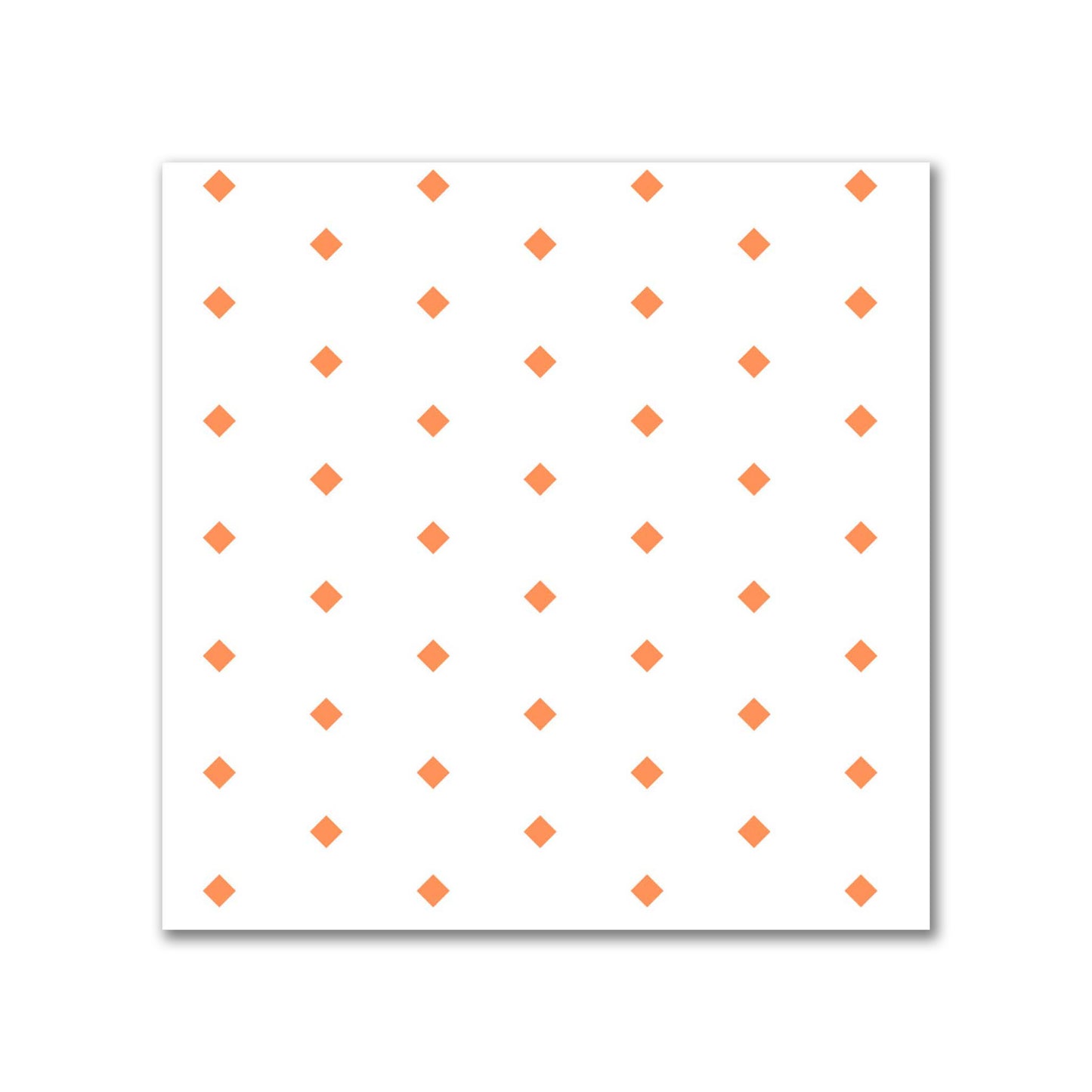White Spun Polyester Fabric with Fine Orange Diamonds #FASP-1380-111
