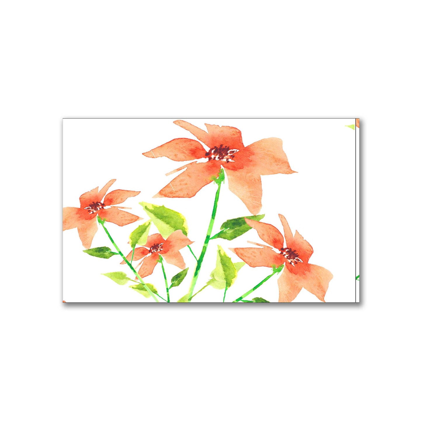 Peach Bloom — Printed Spun Polyester Fabric with Large Hand-painted Red Watercolor Floral Print #FASP-1384