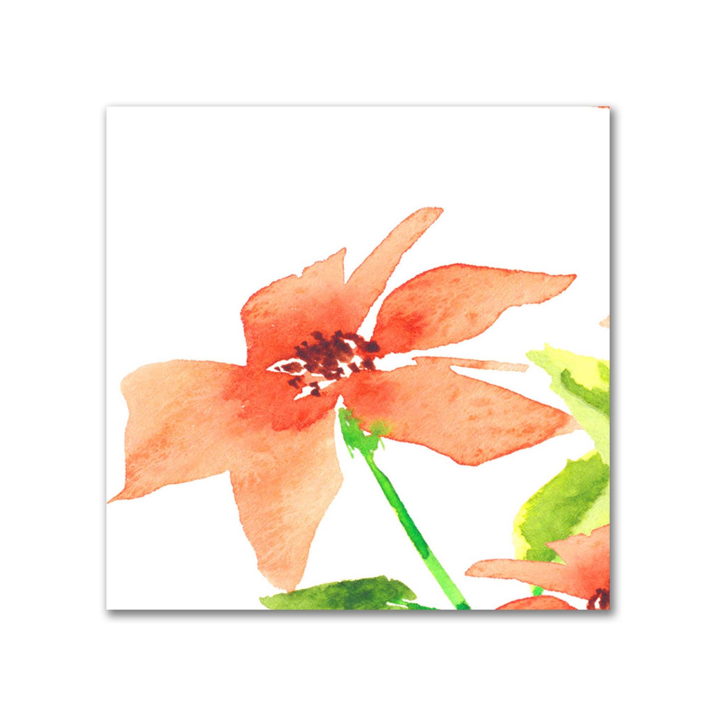 Peach Bloom — Printed Spun Polyester Fabric with Large Hand-painted Red Watercolor Floral Print #FASP-1384