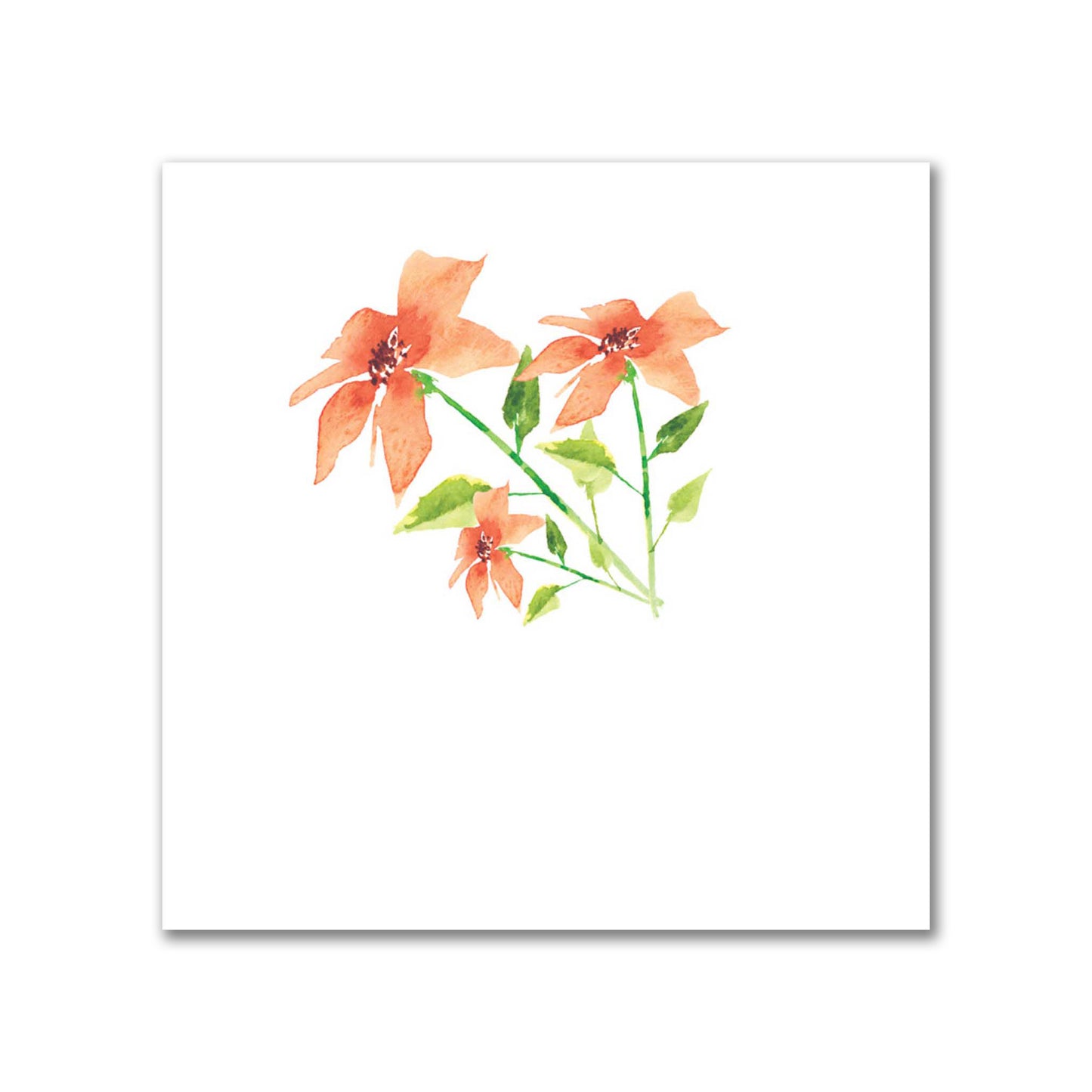 Peach Bloom — Printed Spun Polyester Fabric with Medium Red Watercolor Floral Pattern #FASP-1385