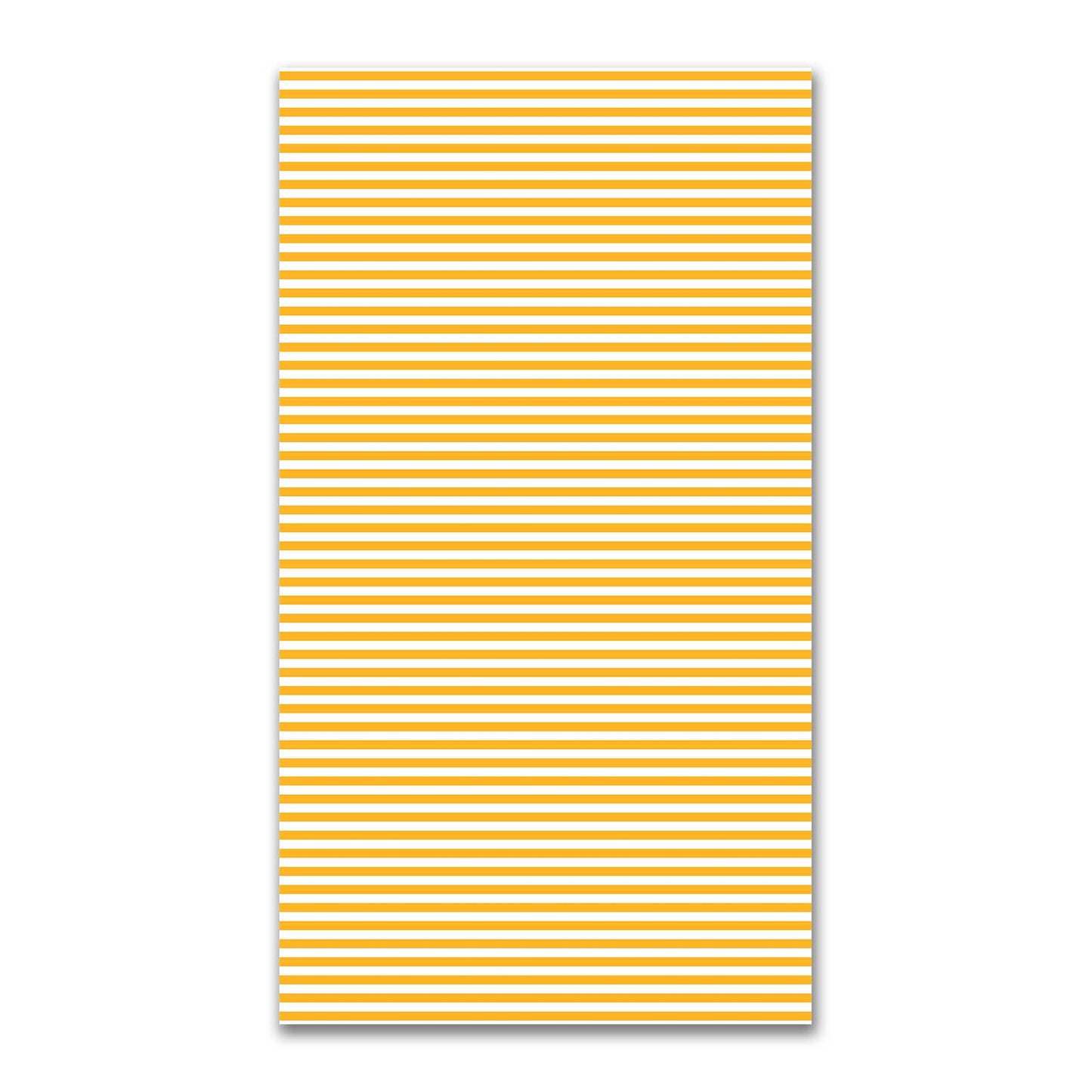 White Spun Polyester Fabric with Yellow-Orange Bars #FASP-1390-051
