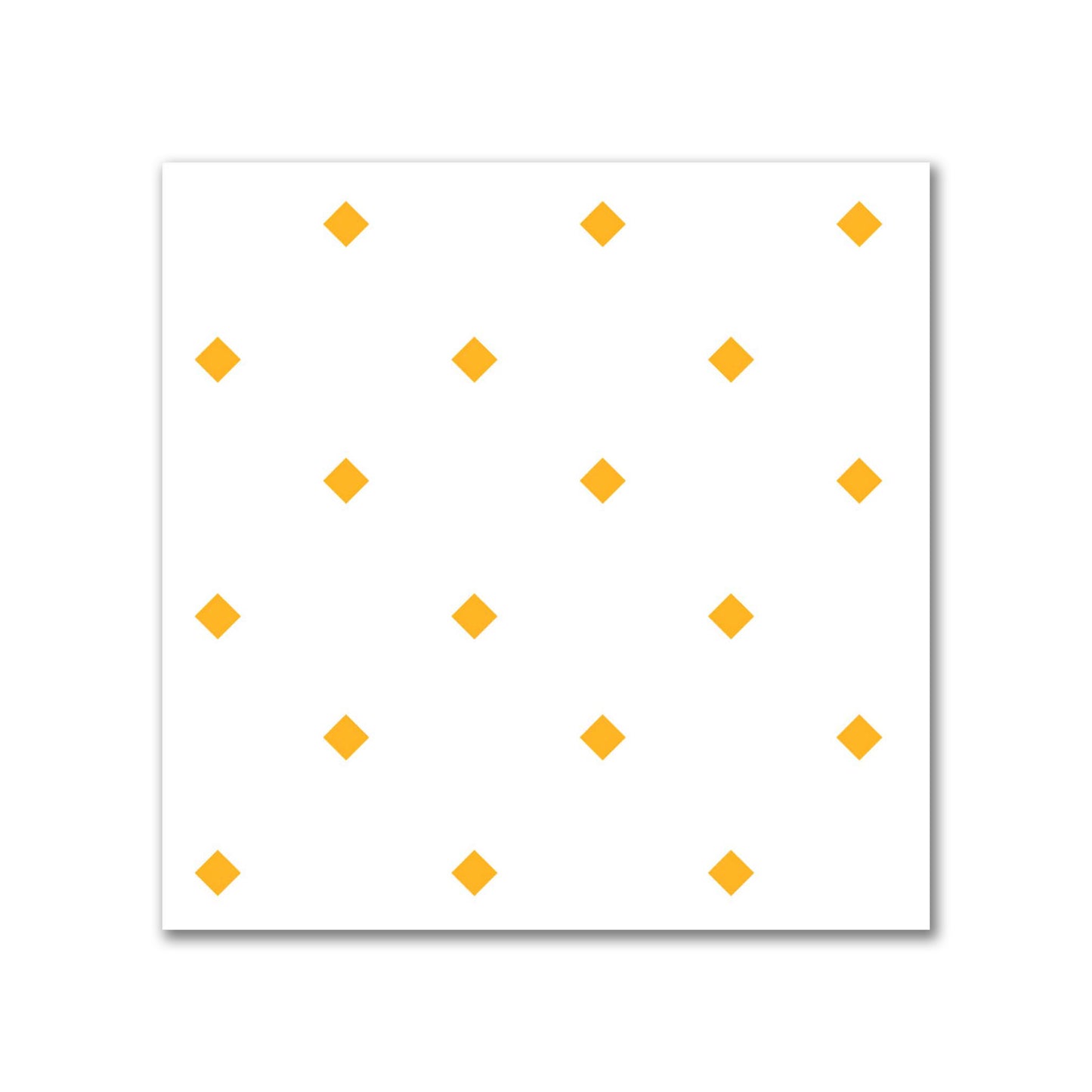 White Spun Polyester Fabric with Yellow-Orange Diamonds #FASP-1390-101