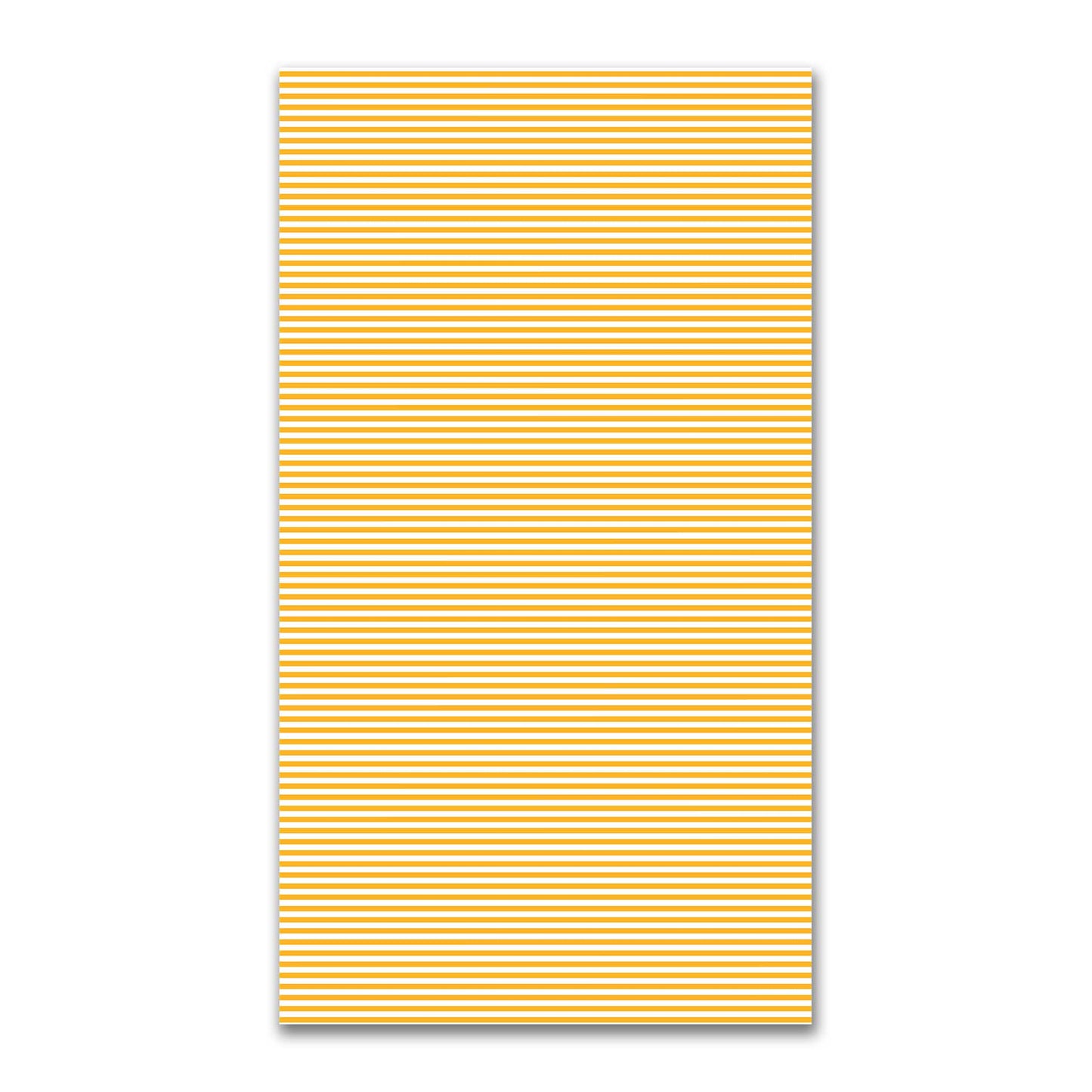 White Spun Polyester Fabric with Thin Yellow-Orange Bars #FASP-1390-241