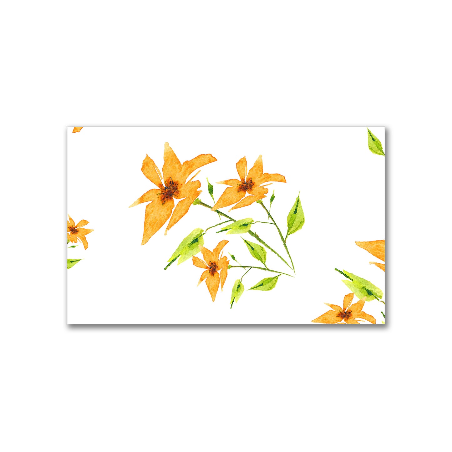 Citrine Bloom — Printed Spun Polyester Fabric with Large Hand-painted Yellow-Orange Watercolor Floral Print #FASP-1394