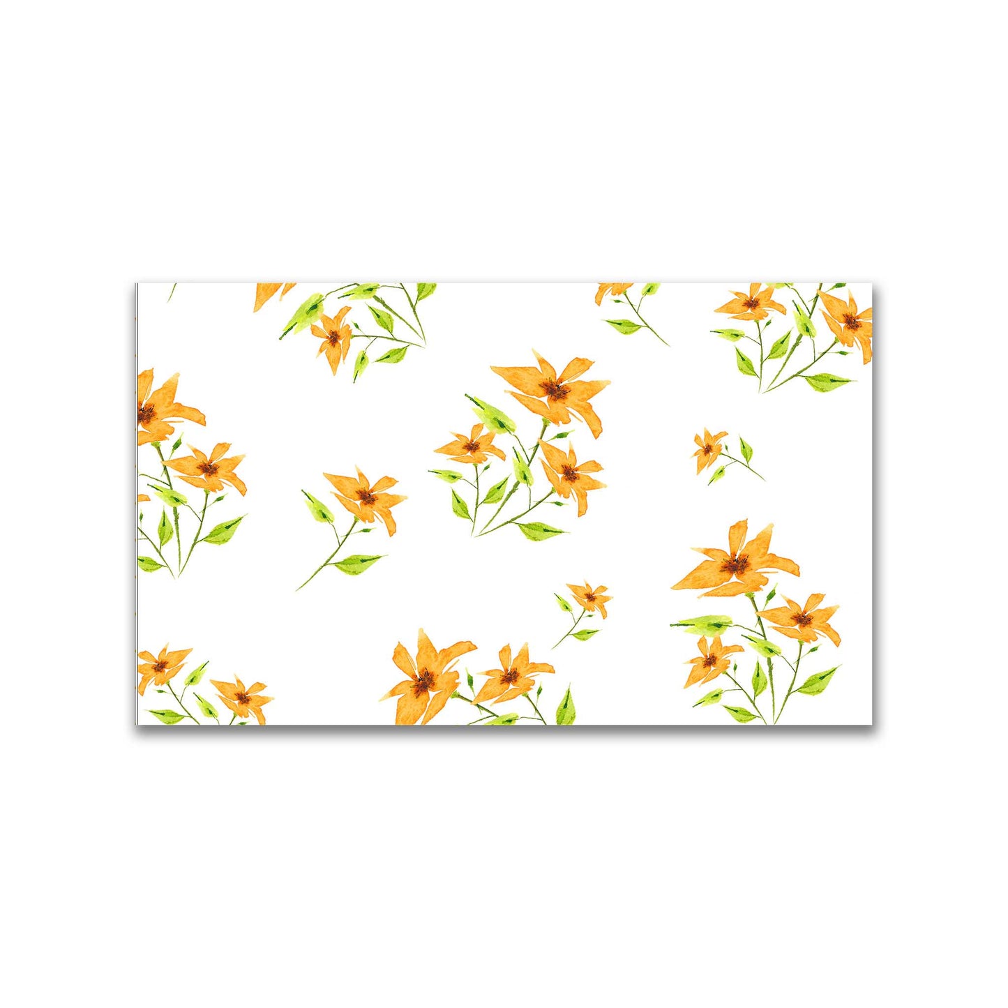 Citrine Bloom — Printed Spun Polyester Fabric with Large Hand-painted Yellow-Orange Watercolor Floral Print #FASP-1394