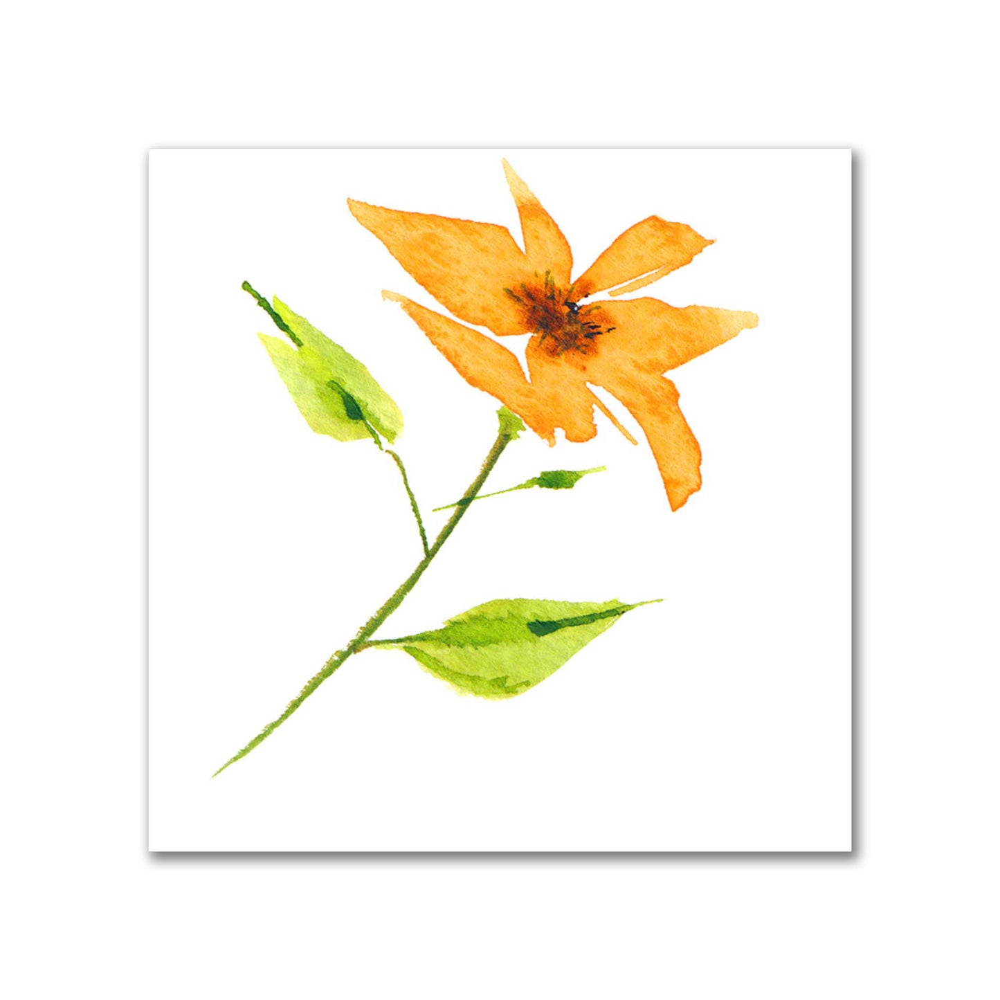 Citrine Bloom — Printed Spun Polyester Fabric with Large Hand-painted Yellow-Orange Watercolor Floral Print #FASP-1394