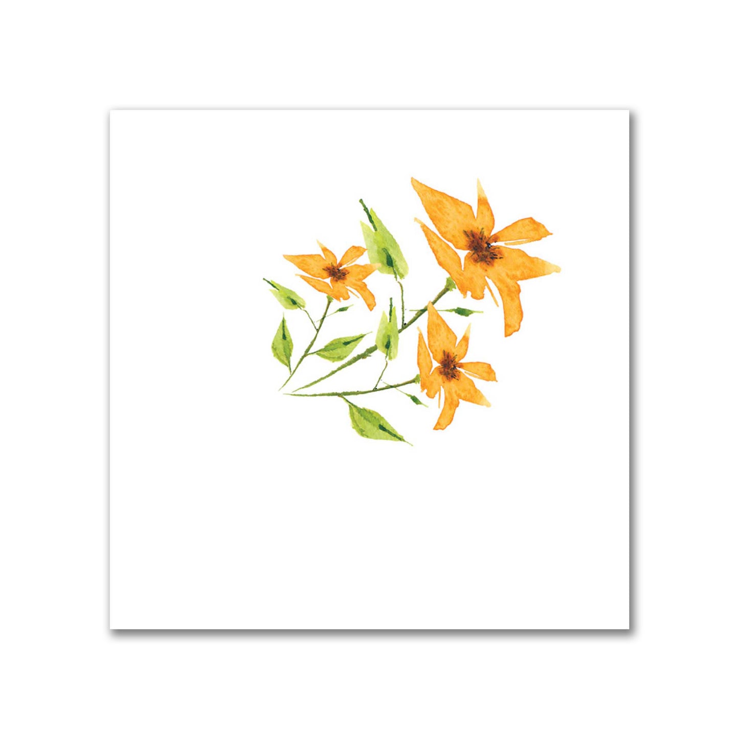 Citrine Bloom — Printed Spun Polyester Fabric with Medium Yellow-Orange Watercolor Floral Pattern #FASP-1395