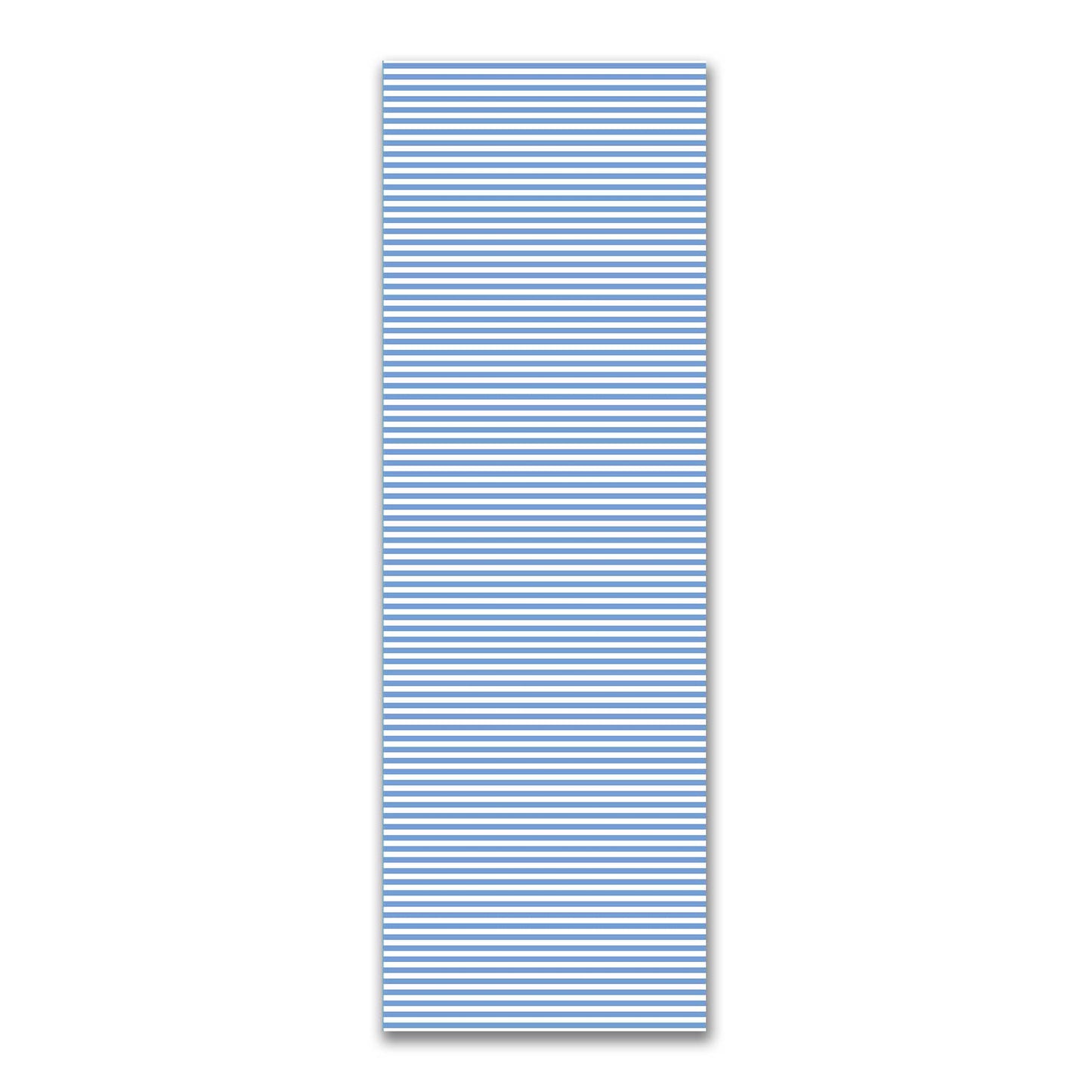 White Spun Polyester Fabric with Blue Bars #FASP-1400-051