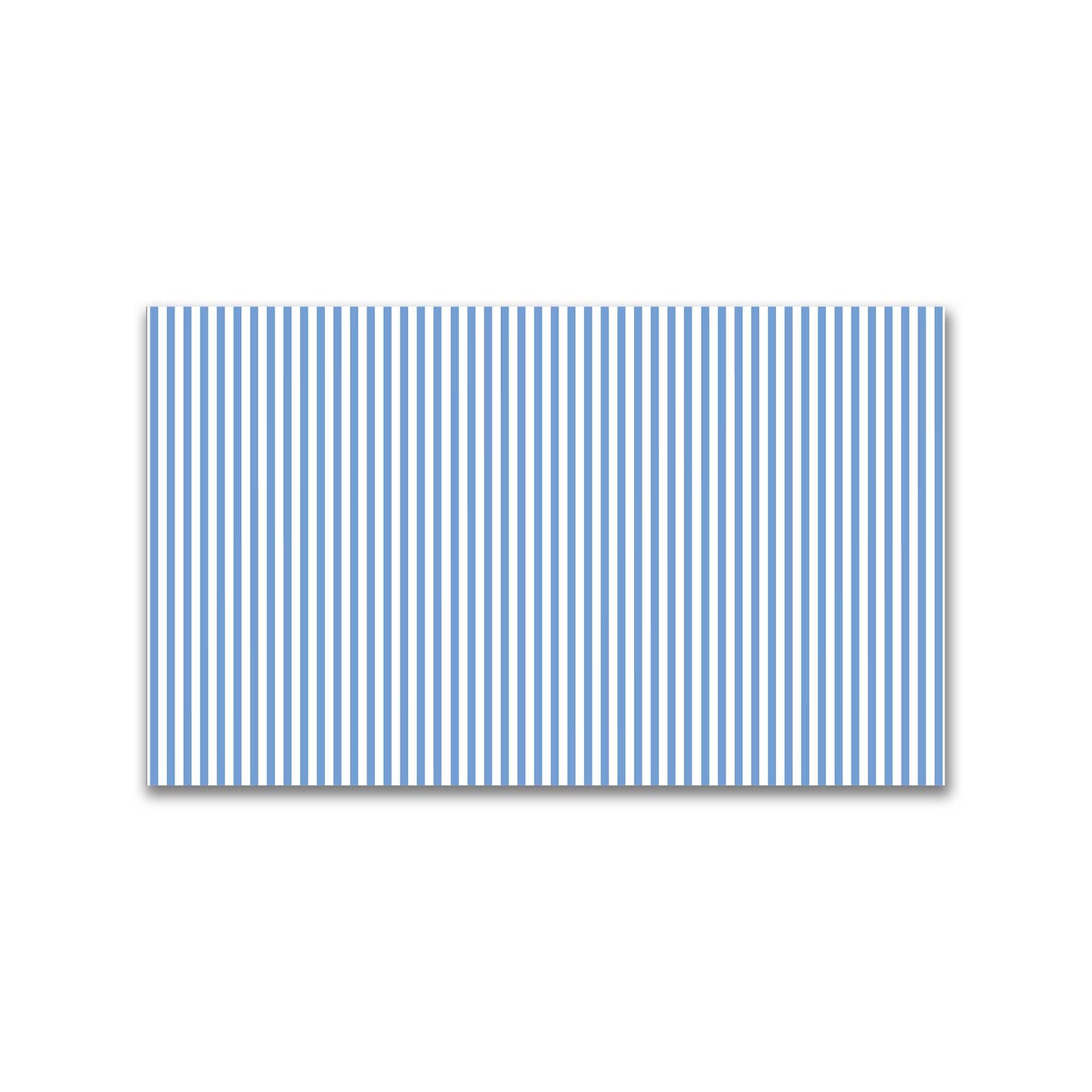 White Spun Polyester Fabric with Thin Blue Bars #FASP-1400-241
