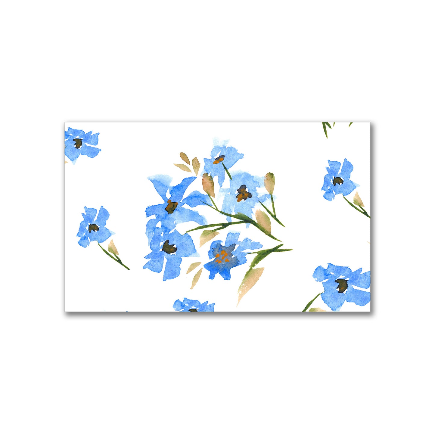 Cornflower Bloom — Printed Spun Polyester Fabric with Large Hand-painted Blue Watercolor Floral Print #FASP-1404