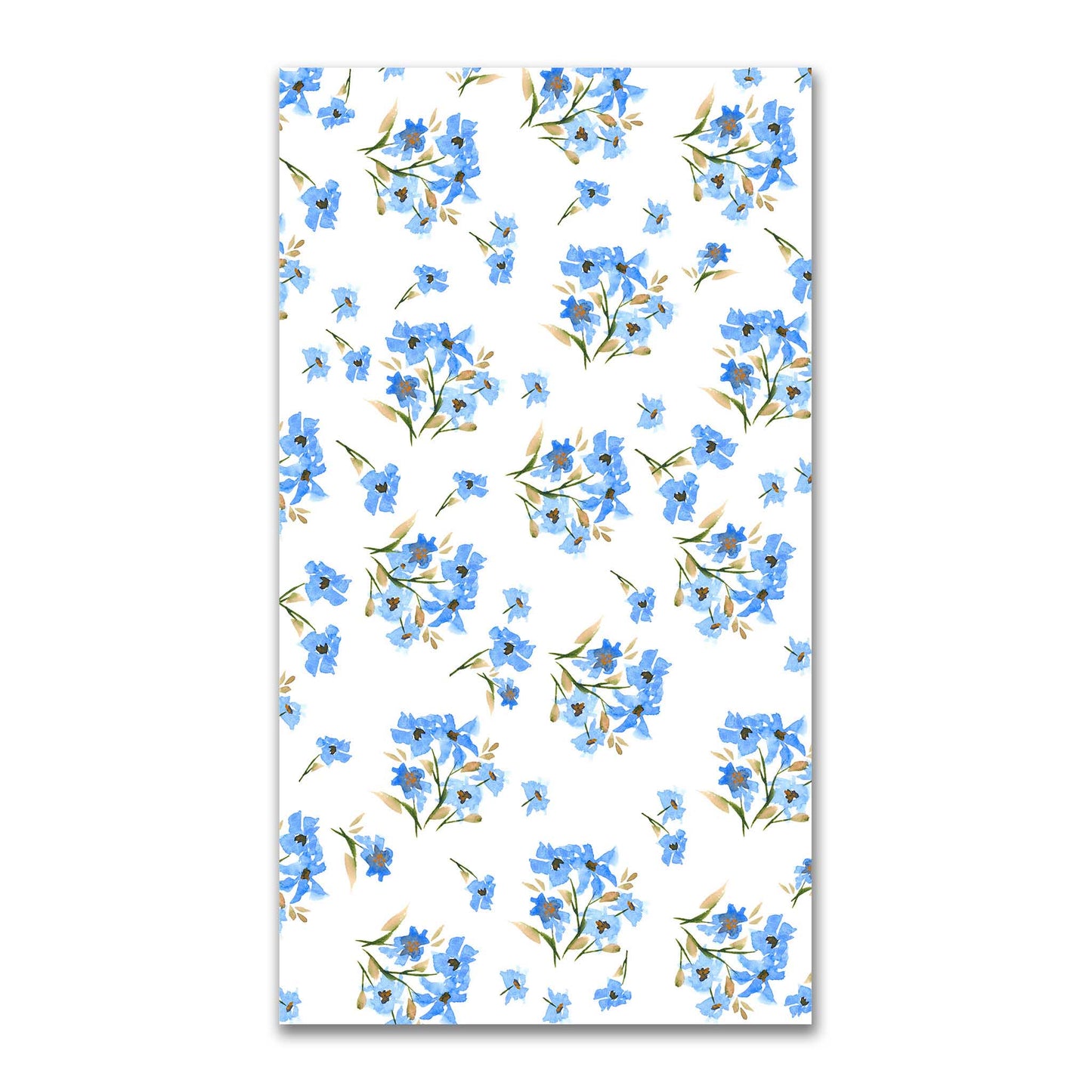 Cornflower Bloom — Printed Spun Polyester Fabric with Large Hand-painted Blue Watercolor Floral Print #FASP-1404