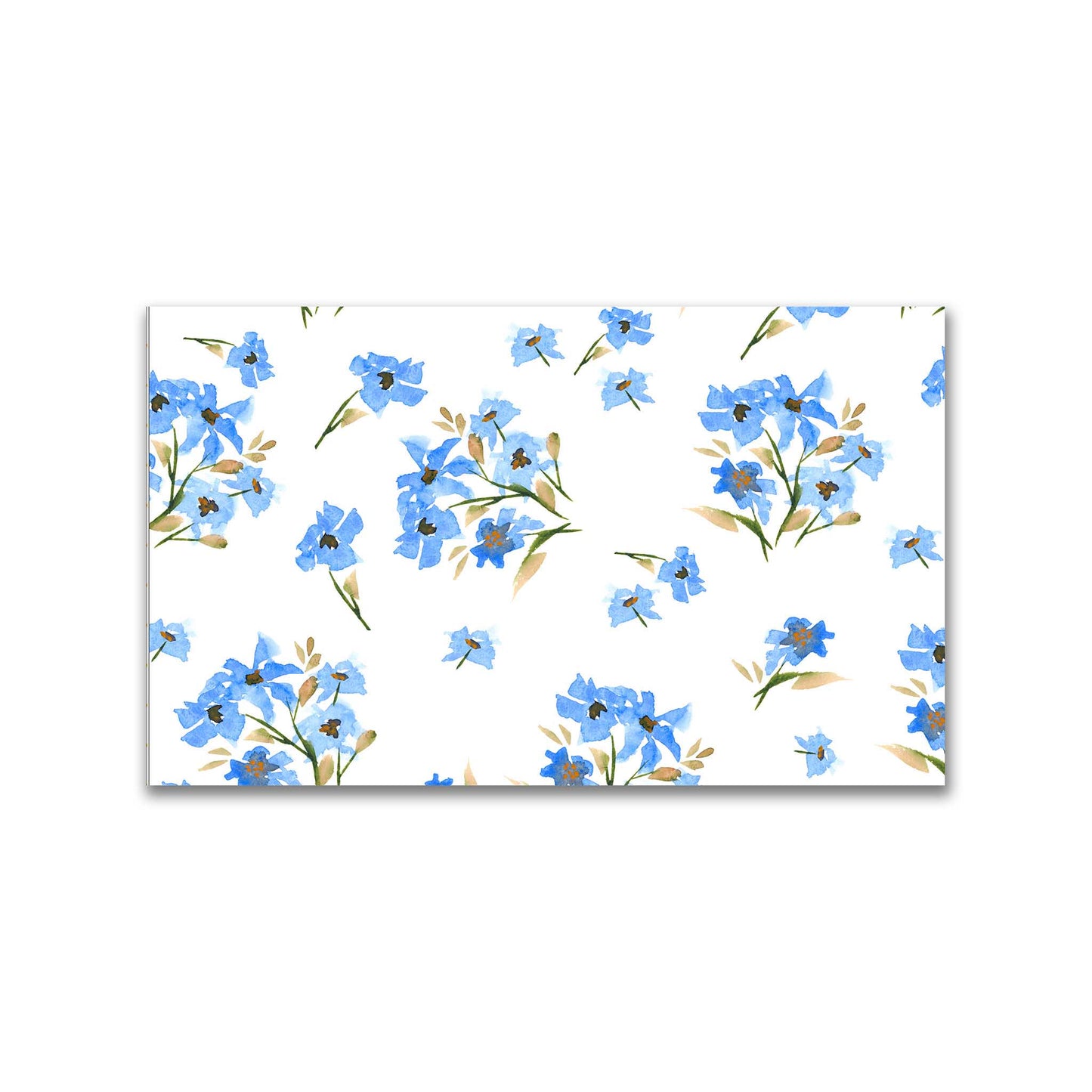 Cornflower Bloom — Printed Spun Polyester Fabric with Large Hand-painted Blue Watercolor Floral Print #FASP-1404