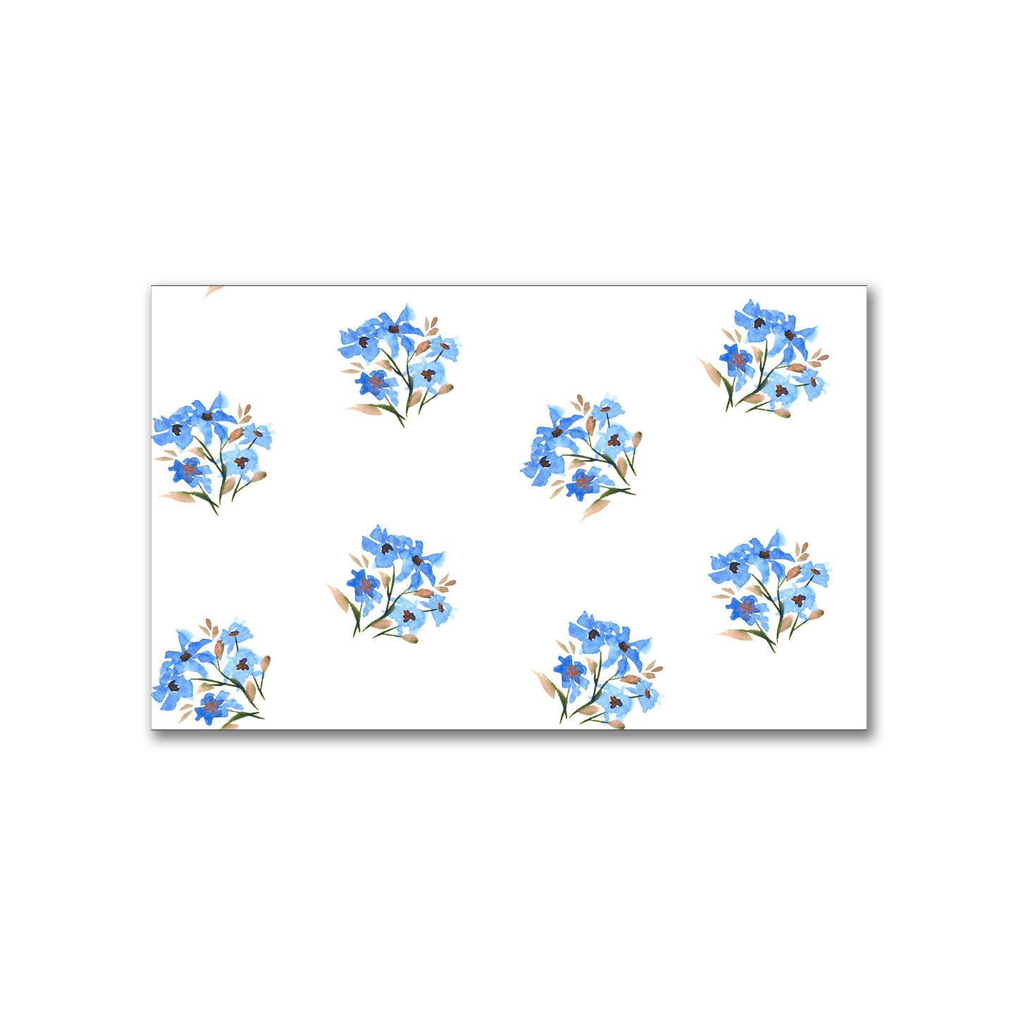 Cornflower Bloom — Printed Spun Polyester Fabric with Medium Blue Watercolor Floral Pattern #FASP-1405