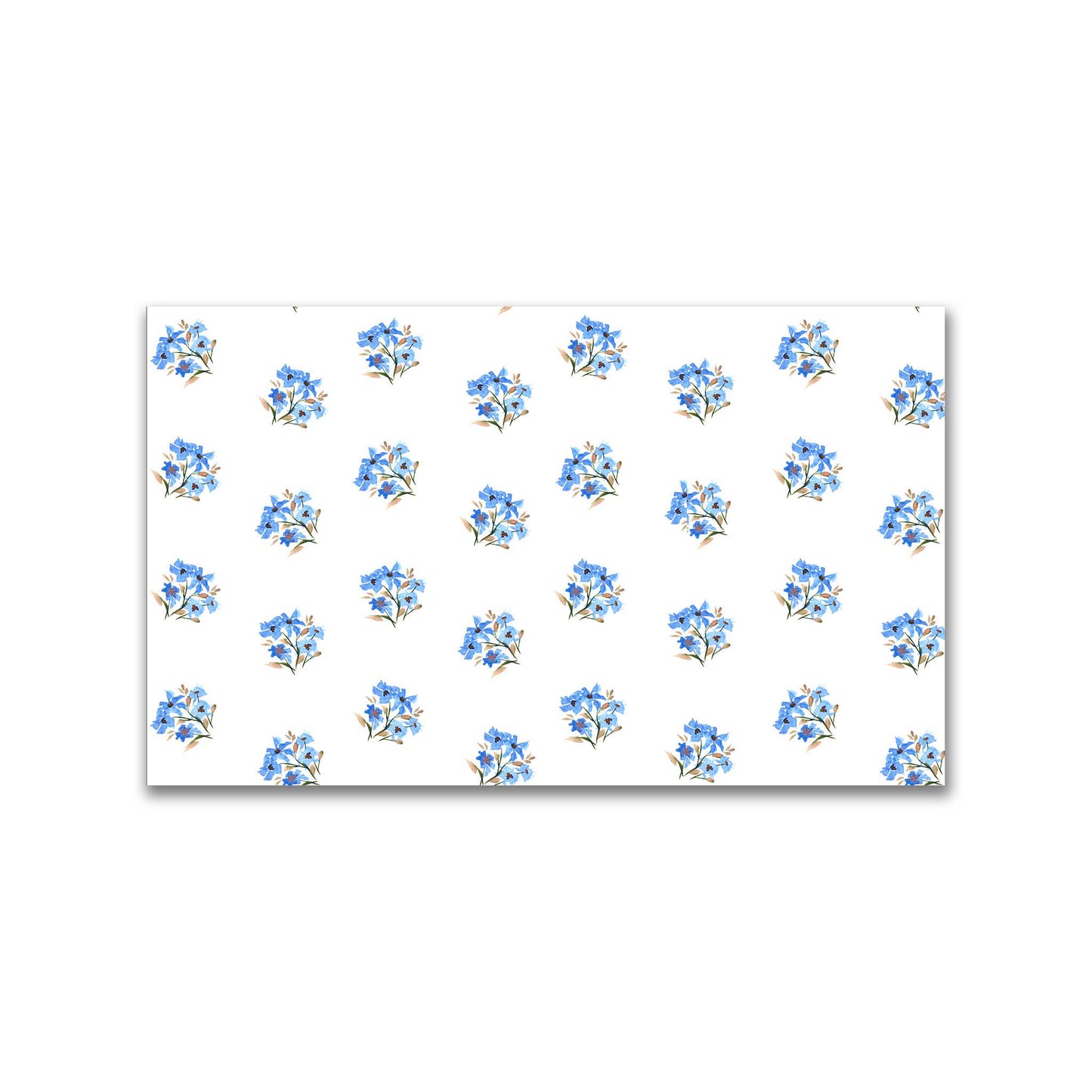 Cornflower Bloom — Printed Spun Polyester Fabric with Medium Blue Watercolor Floral Pattern #FASP-1405