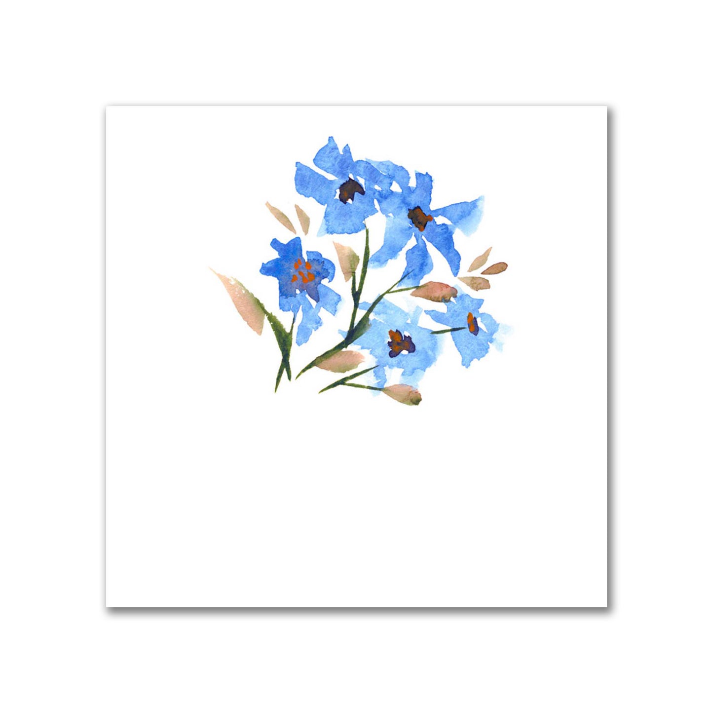 Cornflower Bloom — Printed Spun Polyester Fabric with Medium Blue Watercolor Floral Pattern #FASP-1405