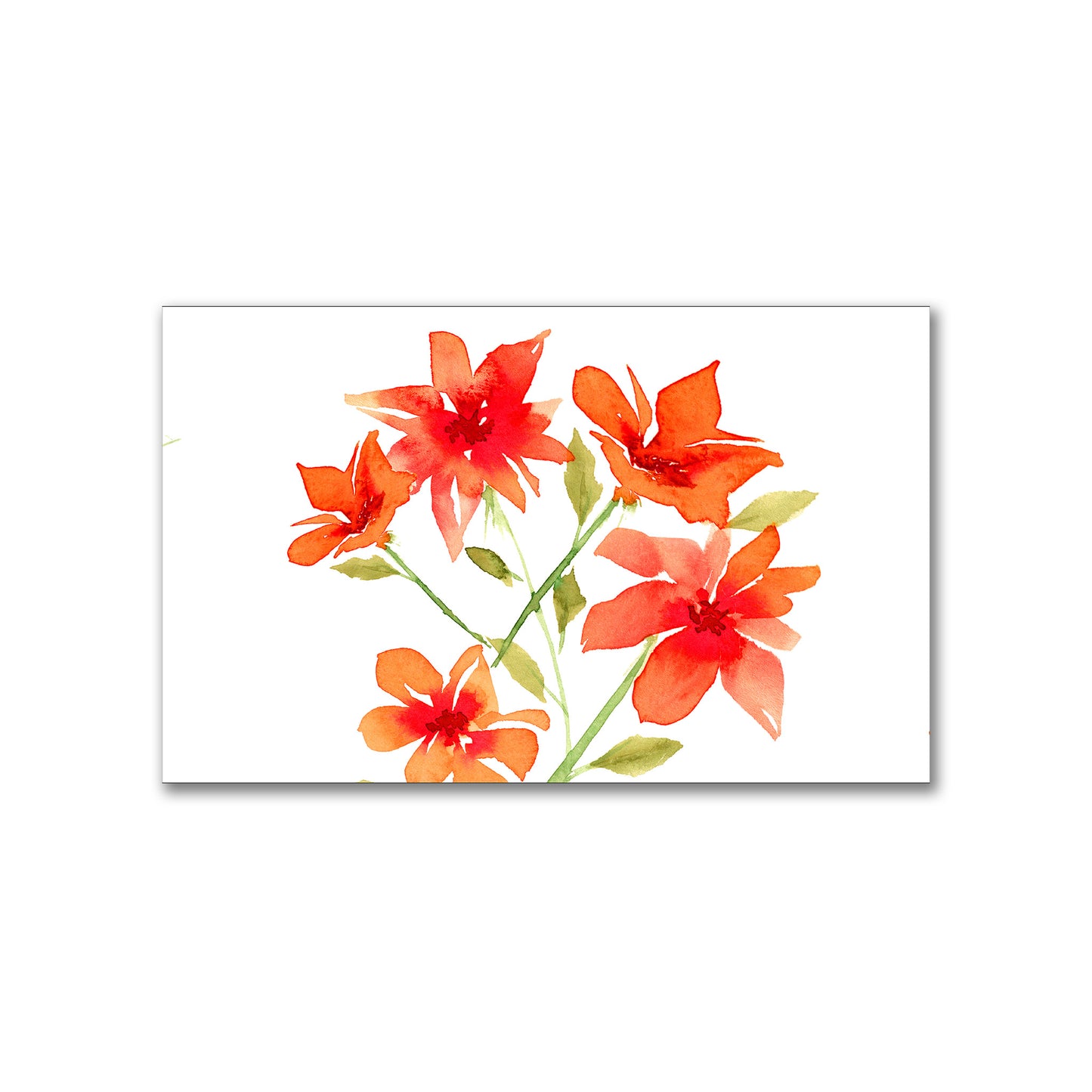 Flame Bloom — Printed Spun Polyester Fabric with Large Hand-painted Red Watercolor Floral Print #FASP-1414