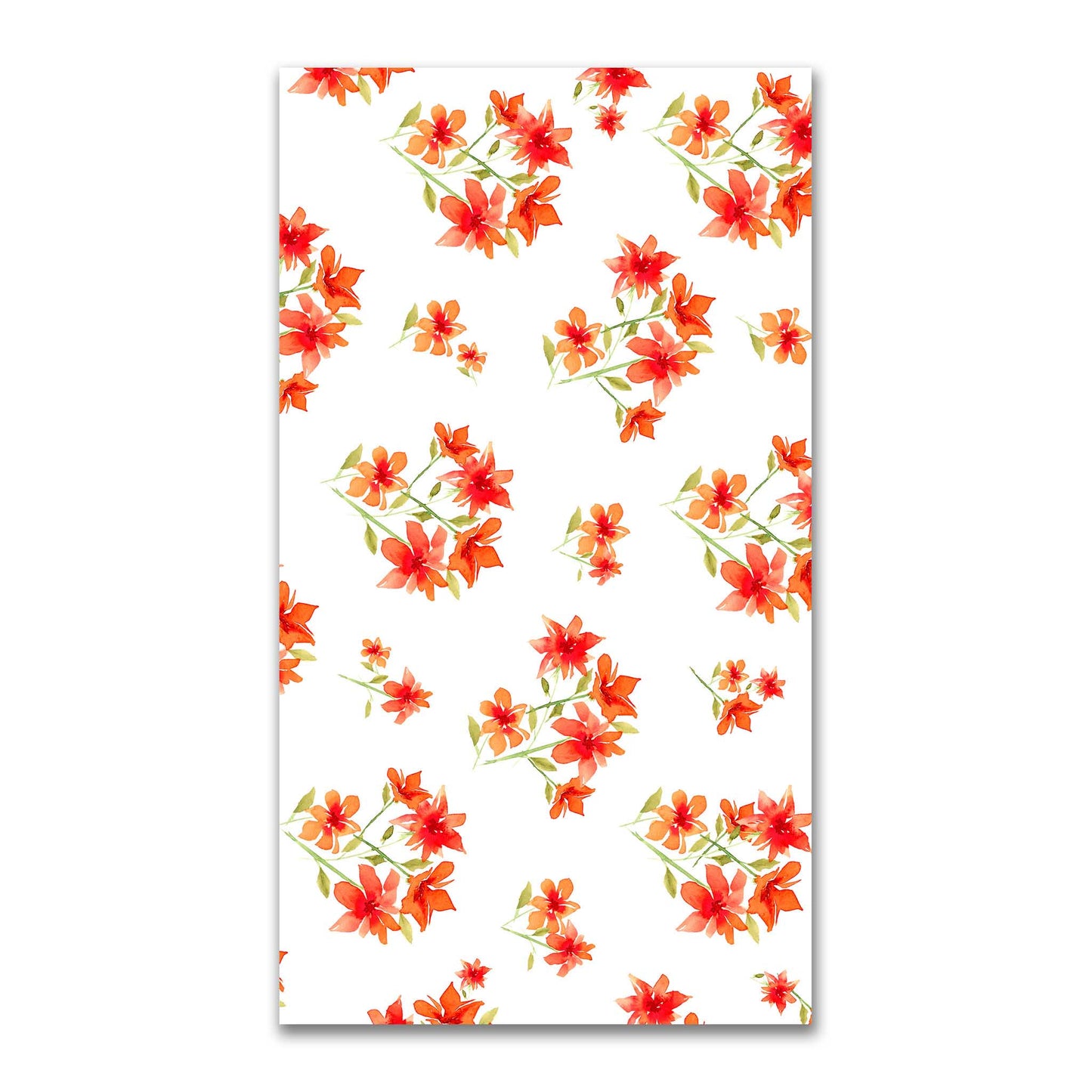 Flame Bloom — Printed Spun Polyester Fabric with Large Hand-painted Red Watercolor Floral Print #FASP-1414