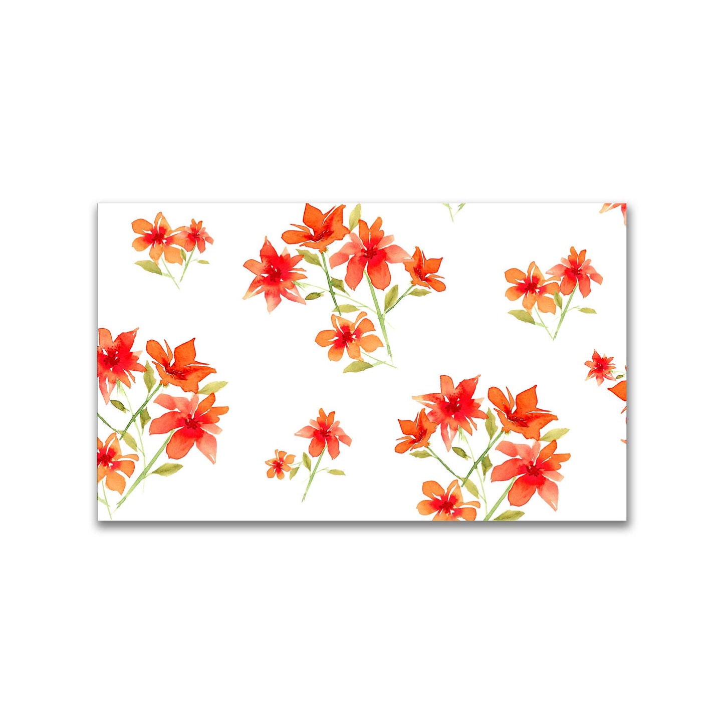 Flame Bloom — Printed Spun Polyester Fabric with Large Hand-painted Red Watercolor Floral Print #FASP-1414